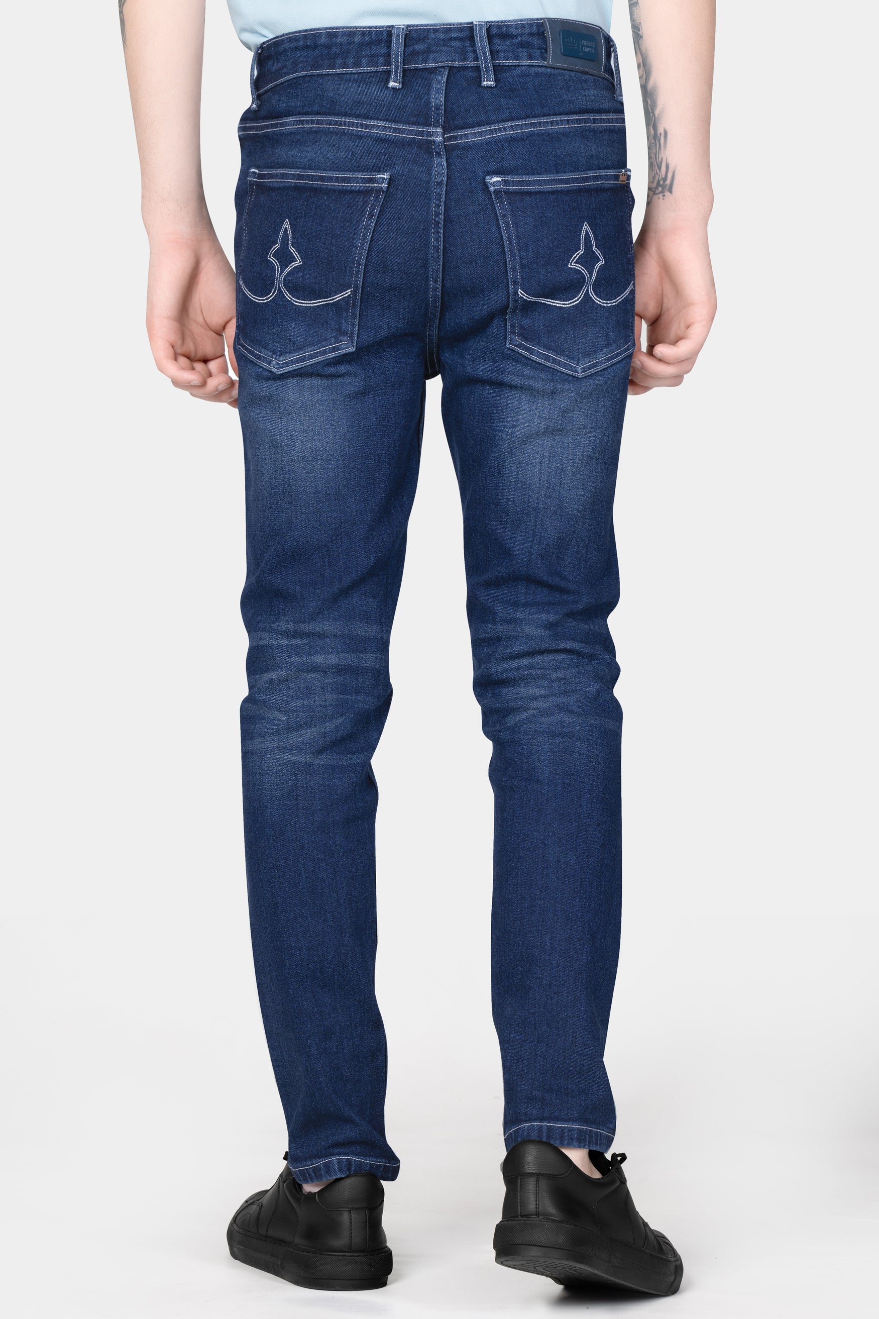 Cloud Burst Blue Whiskering Wash Mildly Distressed Denim