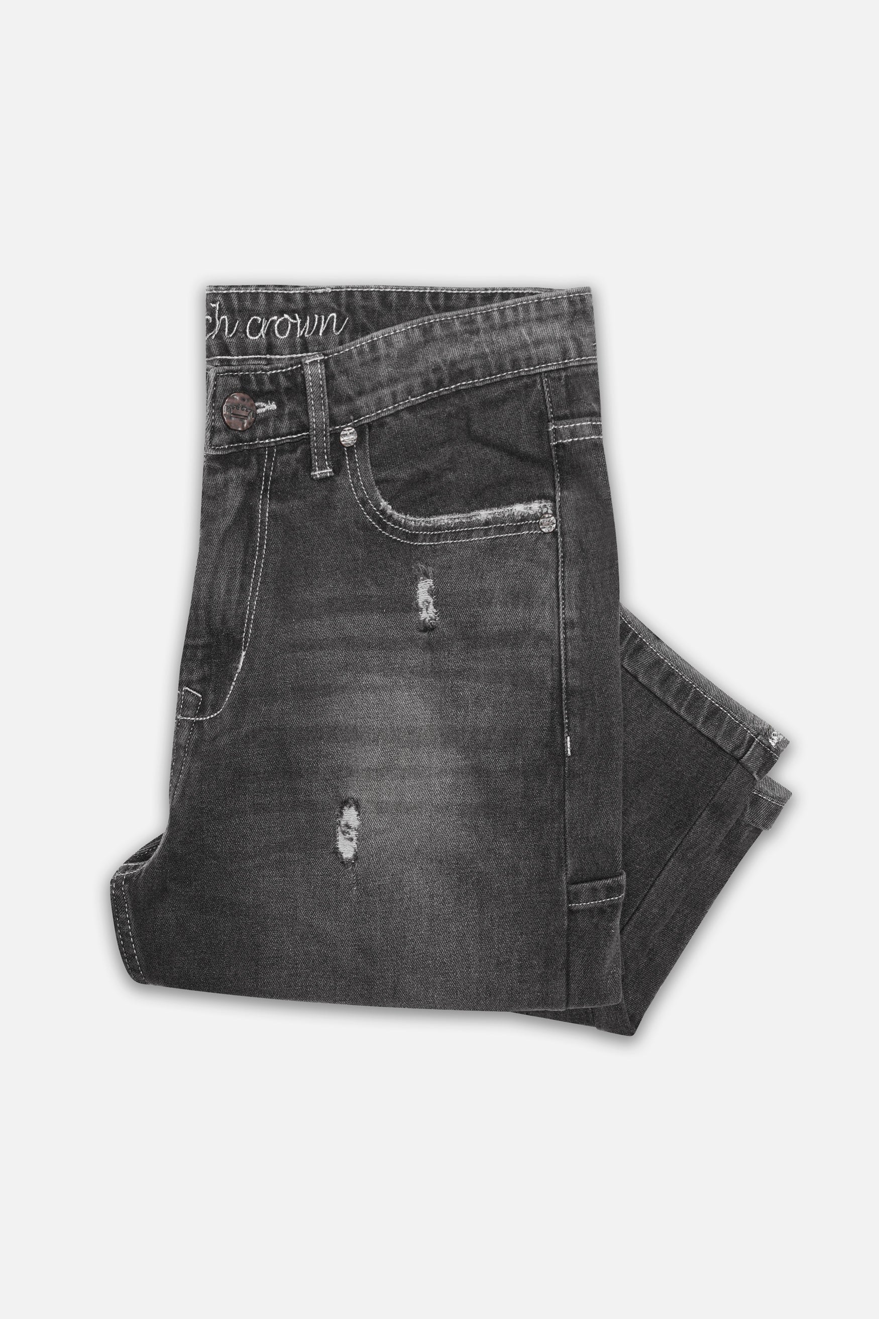 Iridium Gray Whiskering Wash Mildly Distressed Denim