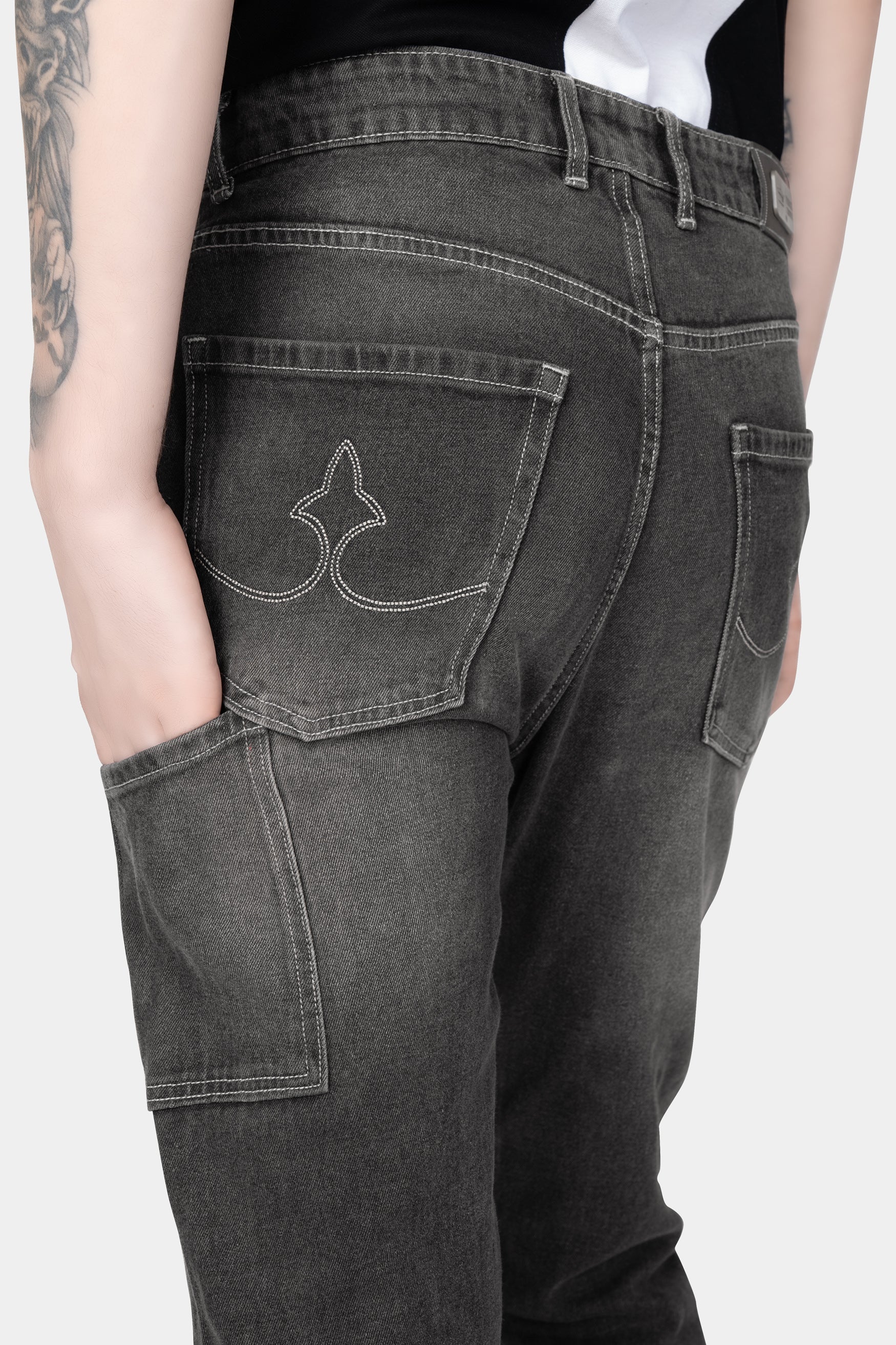 Iridium Gray Whiskering Wash Mildly Distressed Denim