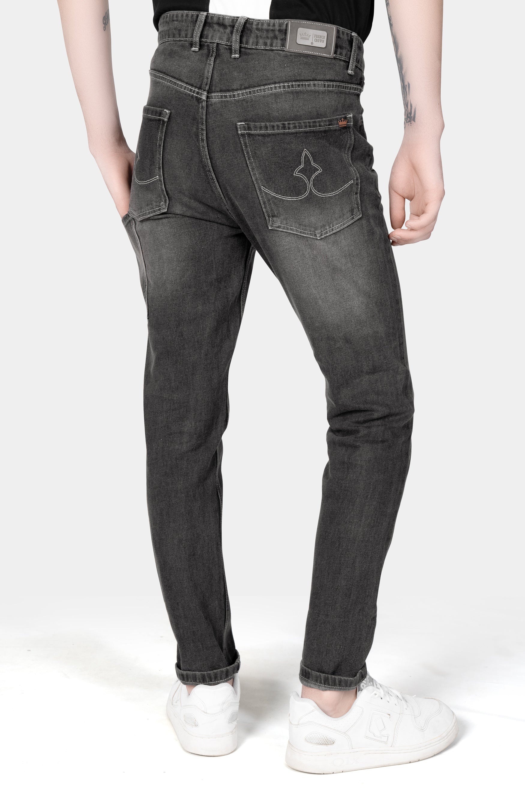 Iridium Gray Whiskering Wash Mildly Distressed Denim
