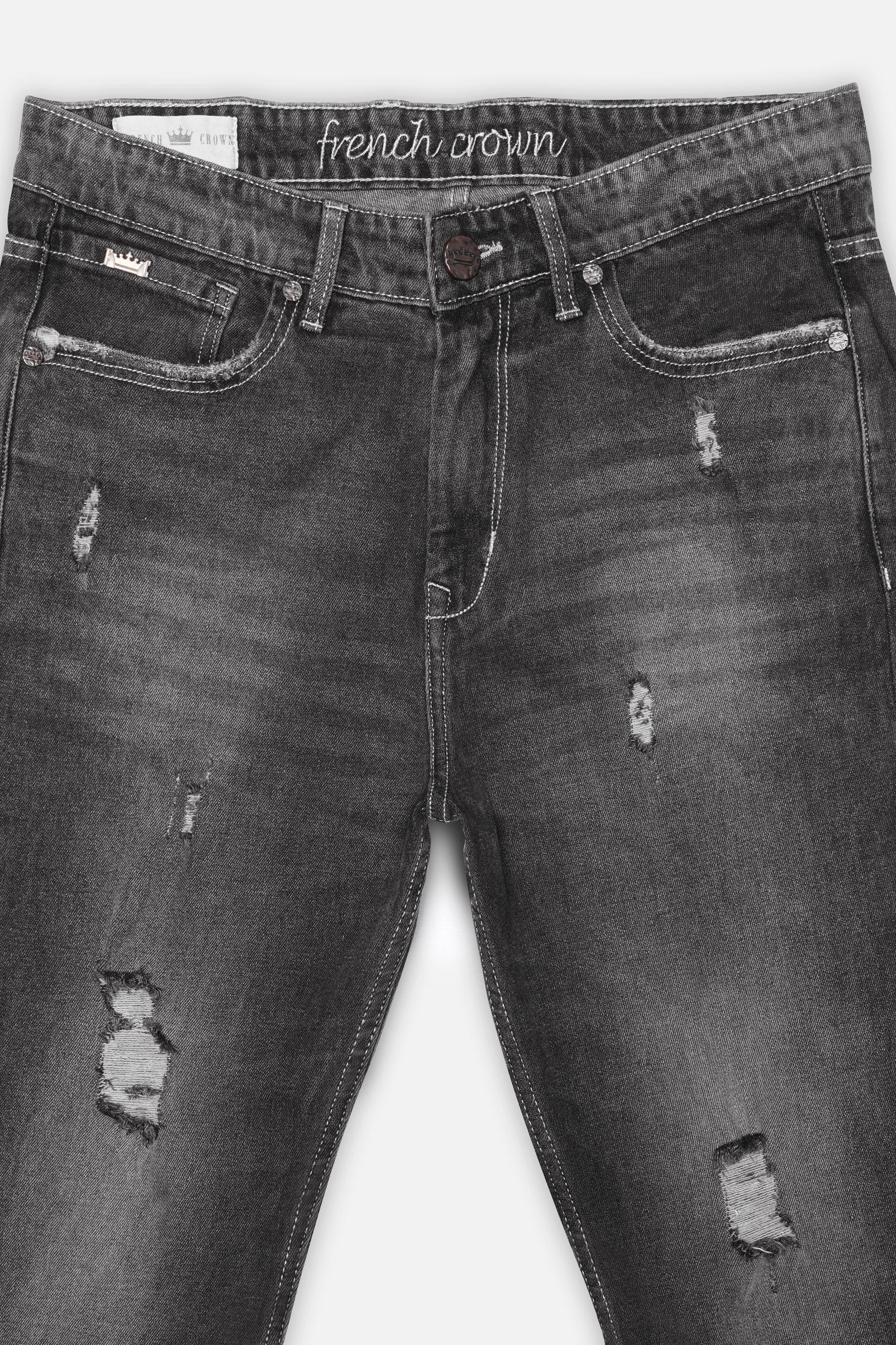 Iridium Gray Whiskering Wash Mildly Distressed Denim