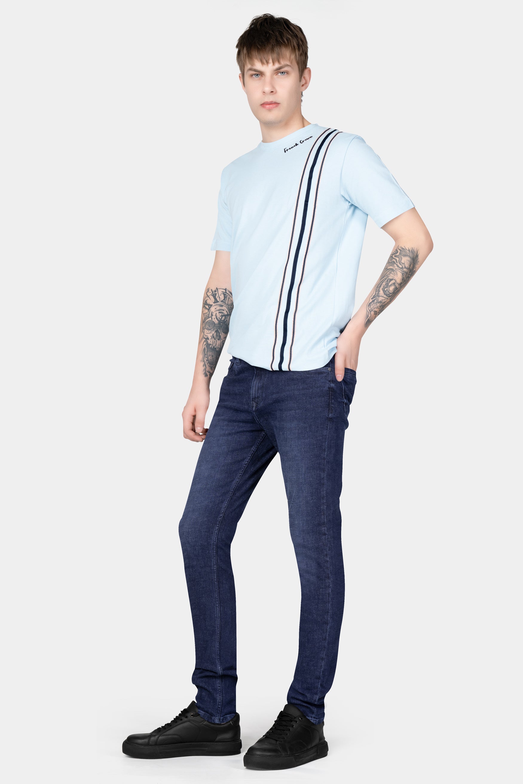Rhino Blue Whiskering Wash Stretchable Denim