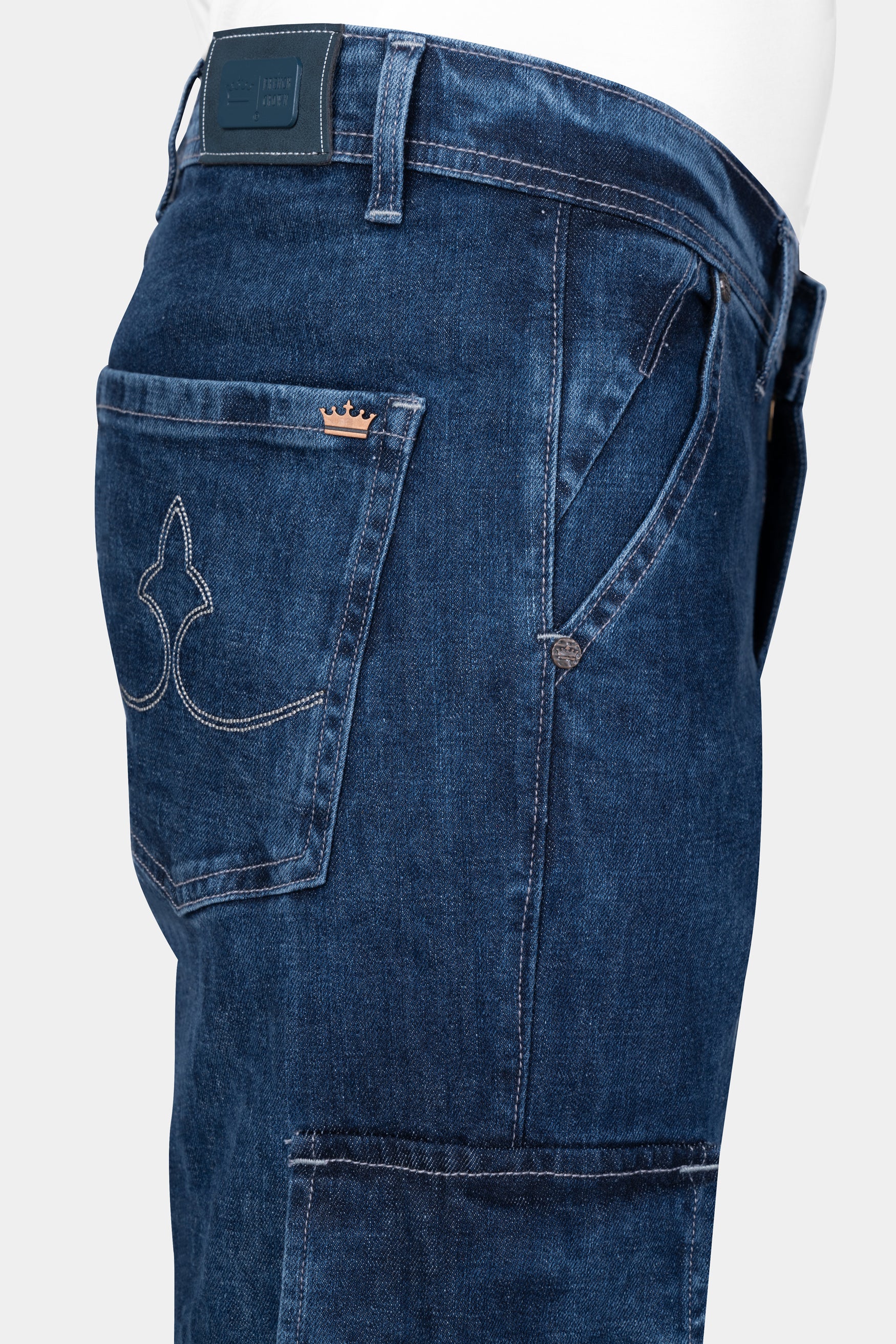Nile Blue Stone Wash Cargo Denim