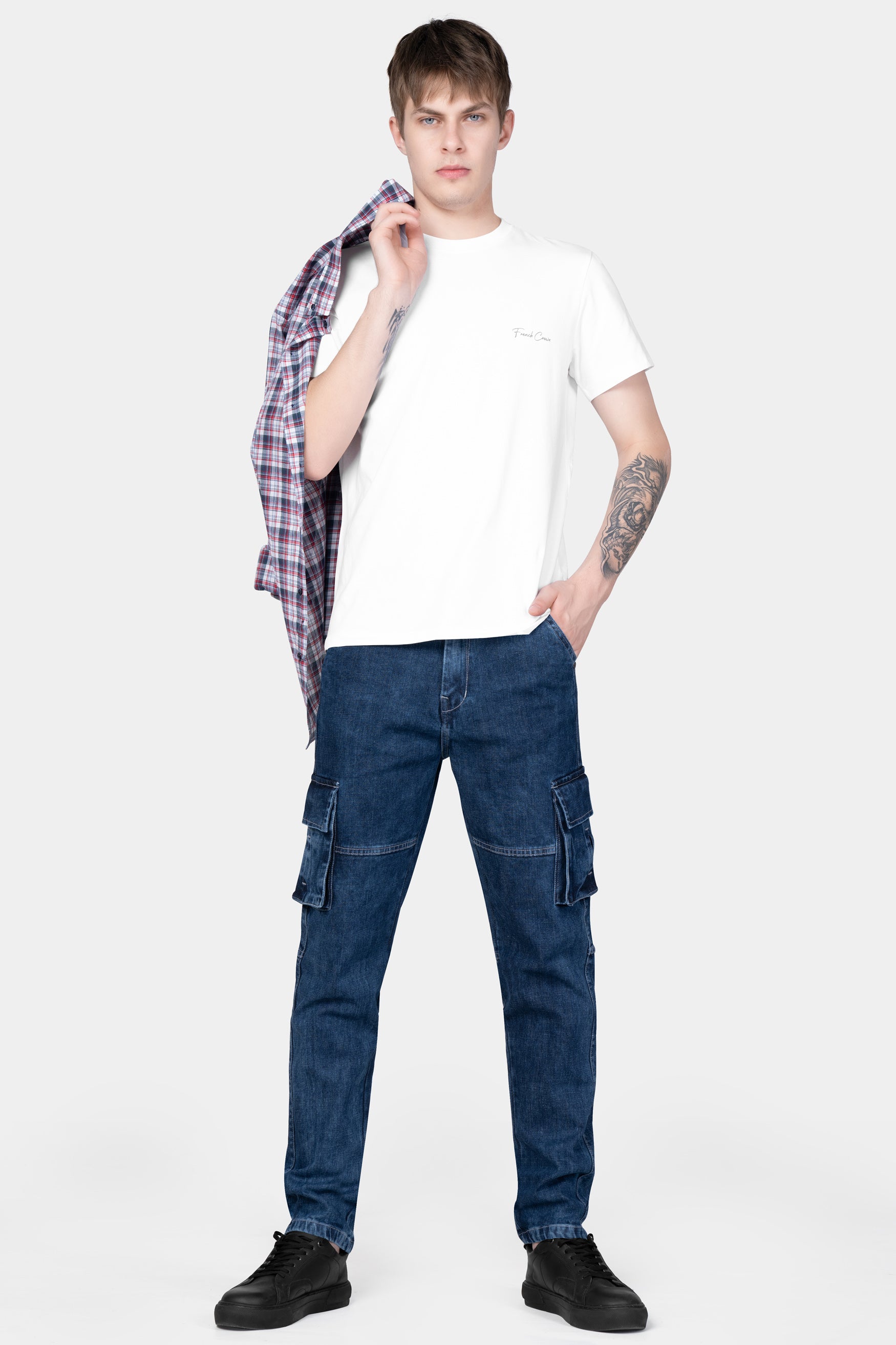 Nile Blue Stone Wash Cargo Denim