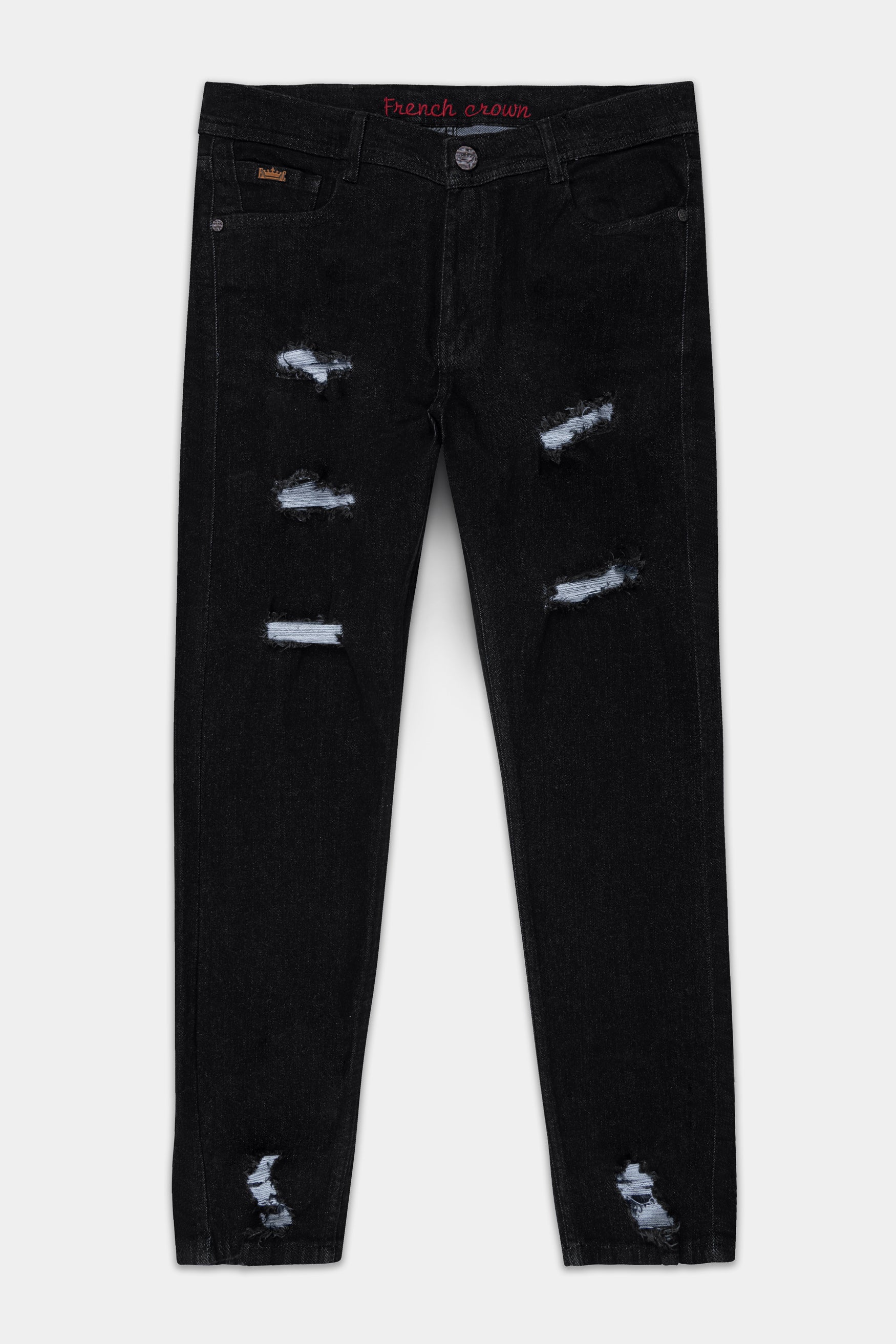 Jade Black Mildly Distressed Rinse Wash Denim