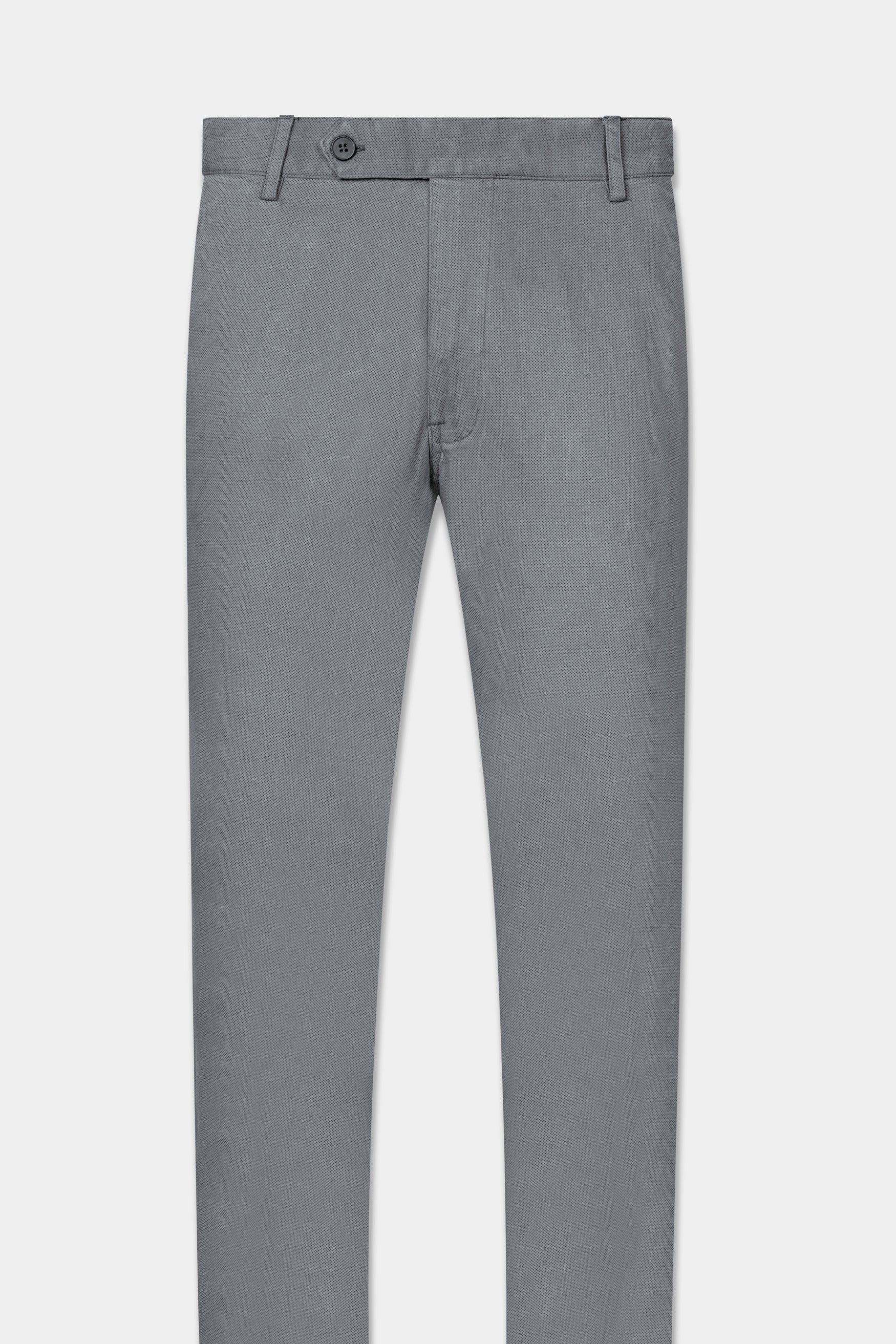 Raven Gray Micro Dots Textured Premium Cotton Chinos Pant