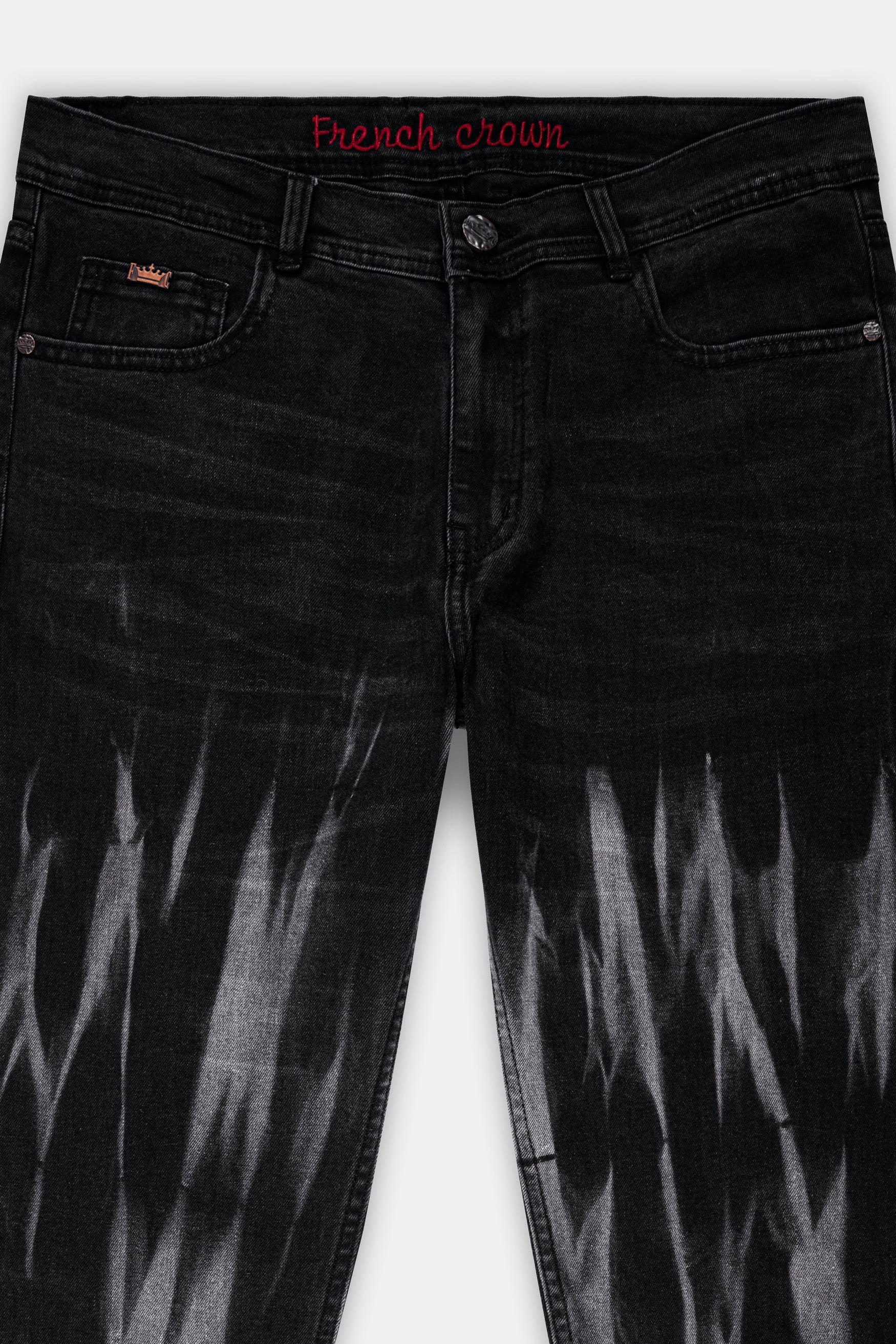 Shark Black with Venus Gray Heavily Washed Stretchable Denim