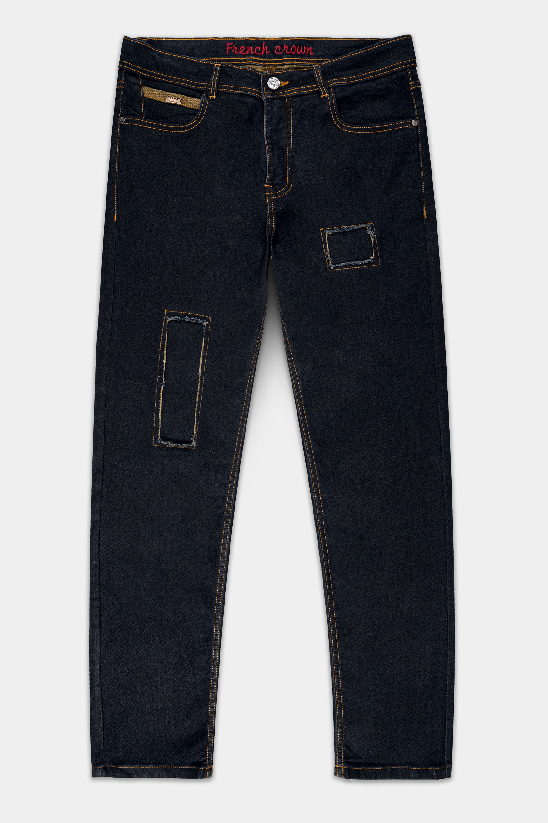 Jade Black Mildly Distressed Stretchable Denim