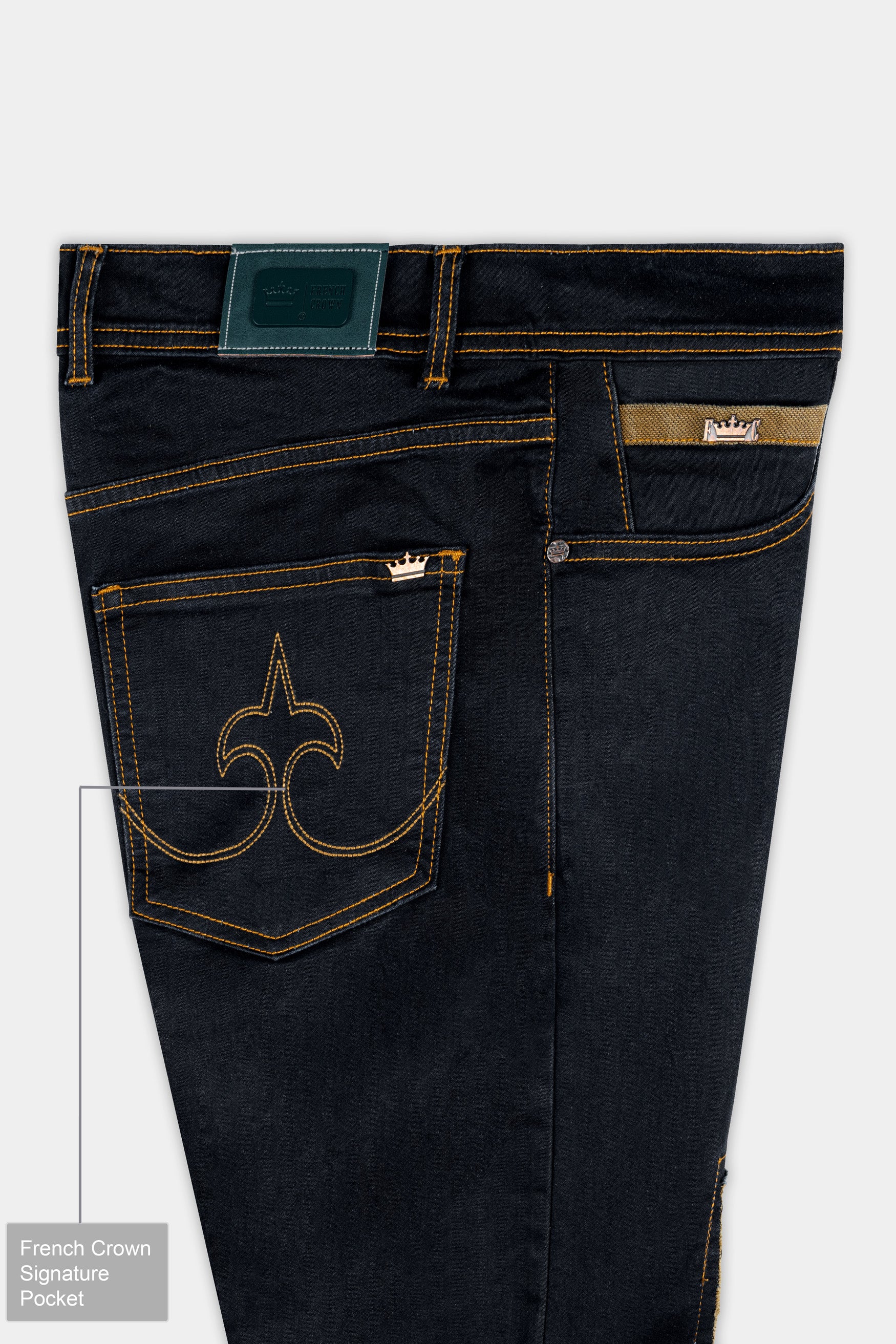 Jade Black Mildly Distressed Stretchable Denim