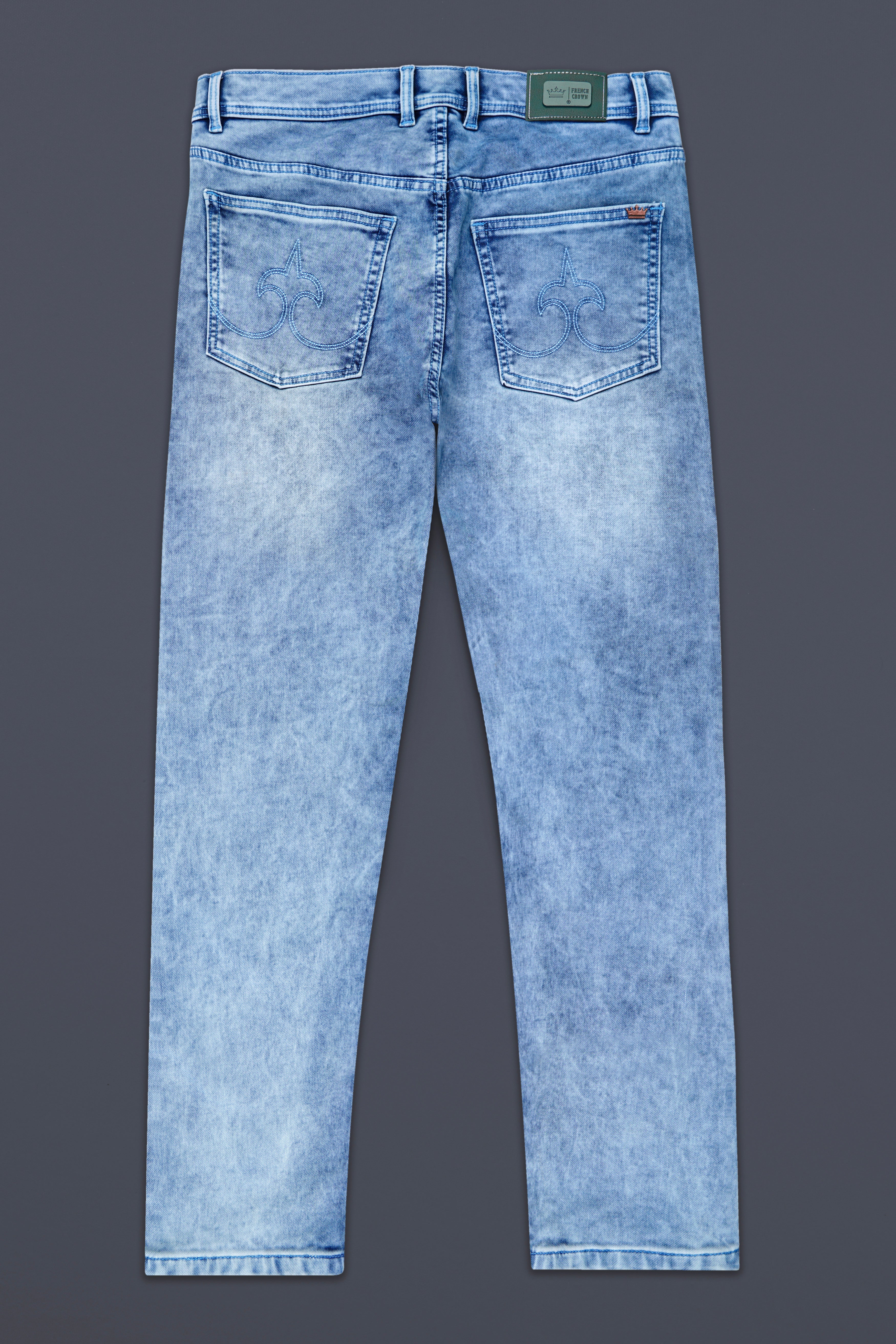 Pigeon Blue Whiskering Washed Stretchable Denim