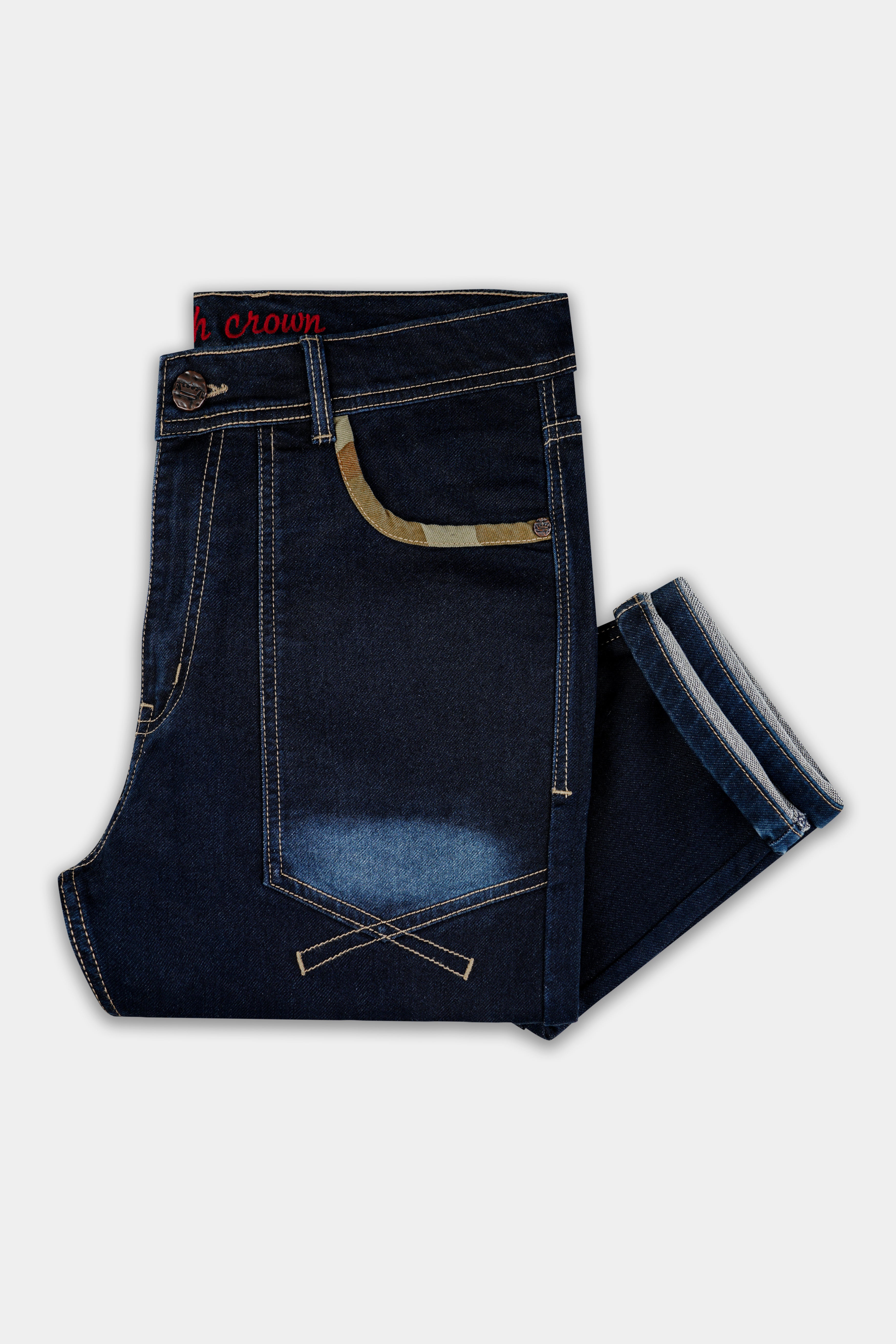 Ebony Dark Blue Clean Look Stretchable Denim