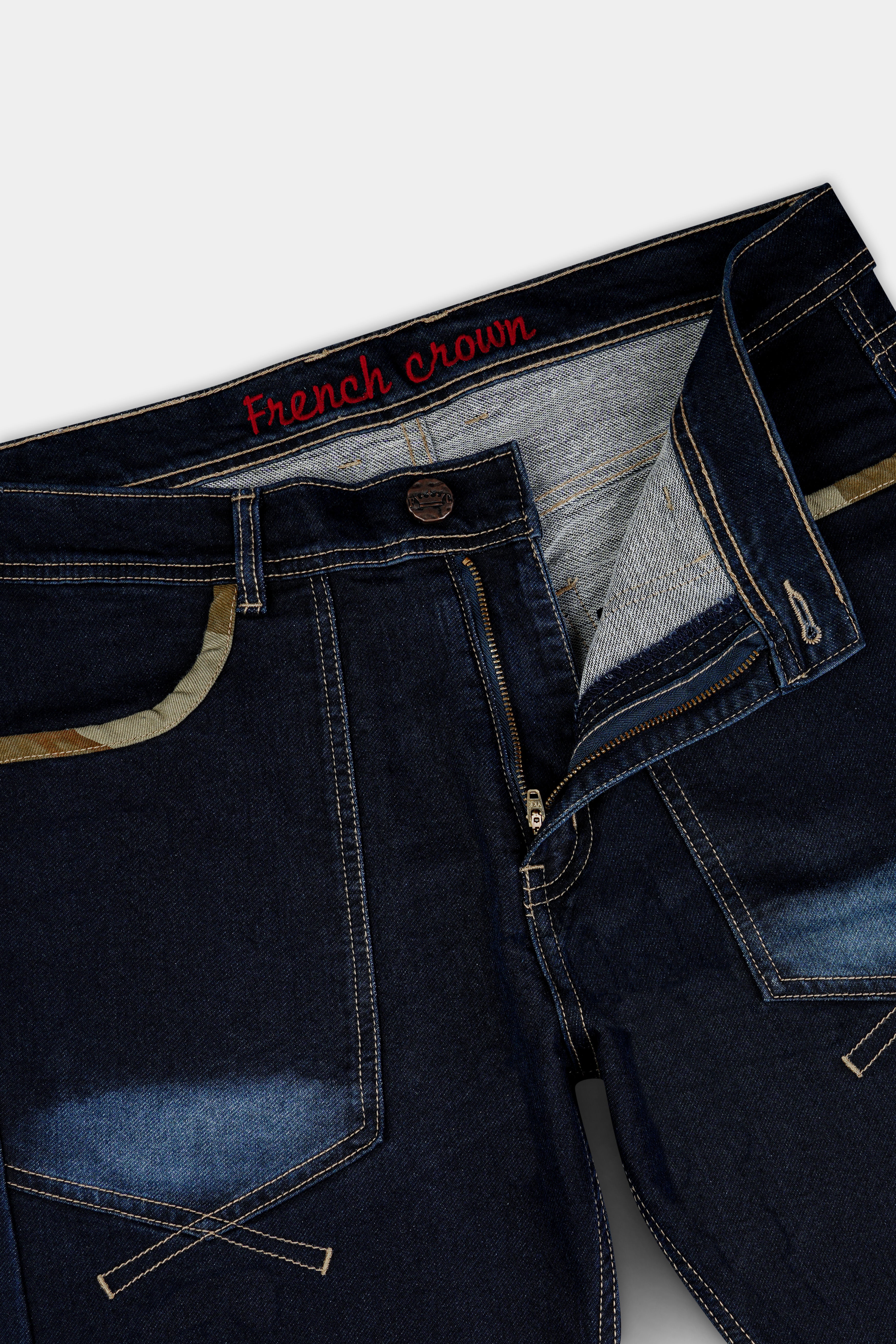 Ebony Dark Blue Clean Look Stretchable Denim