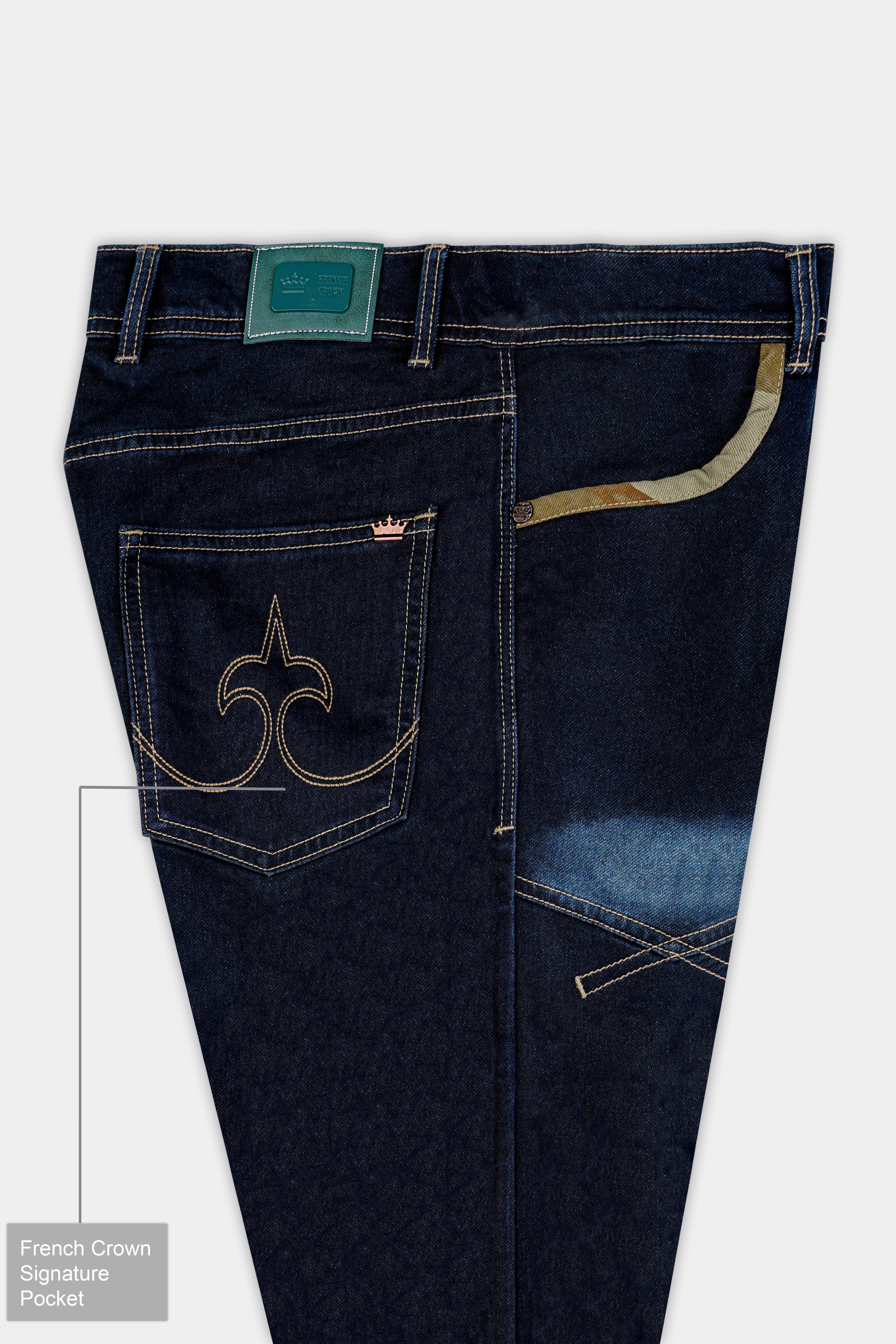Ebony Dark Blue Clean Look Stretchable Denim