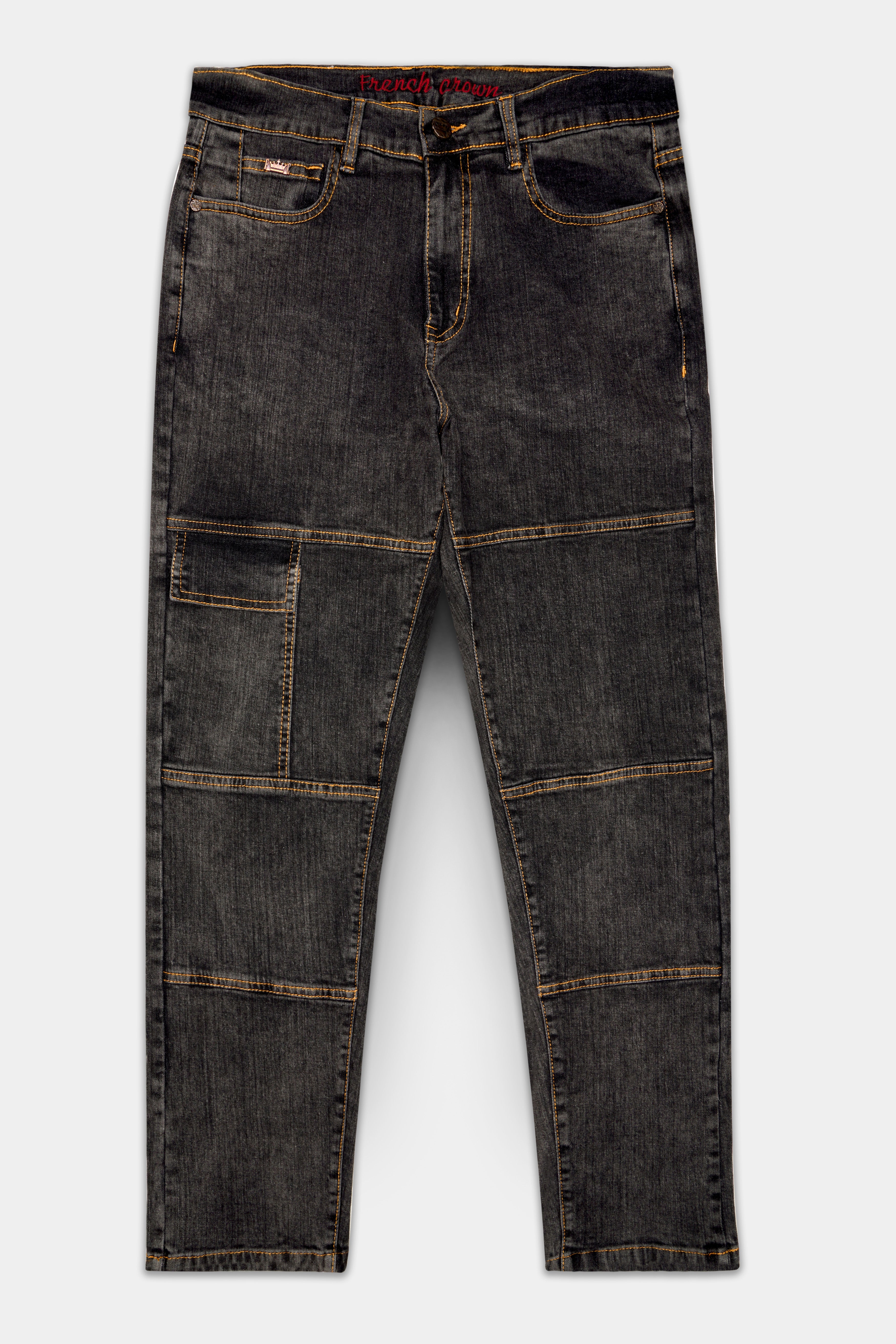 Brich Brown Rinse Washed Textured Stretchable Denim