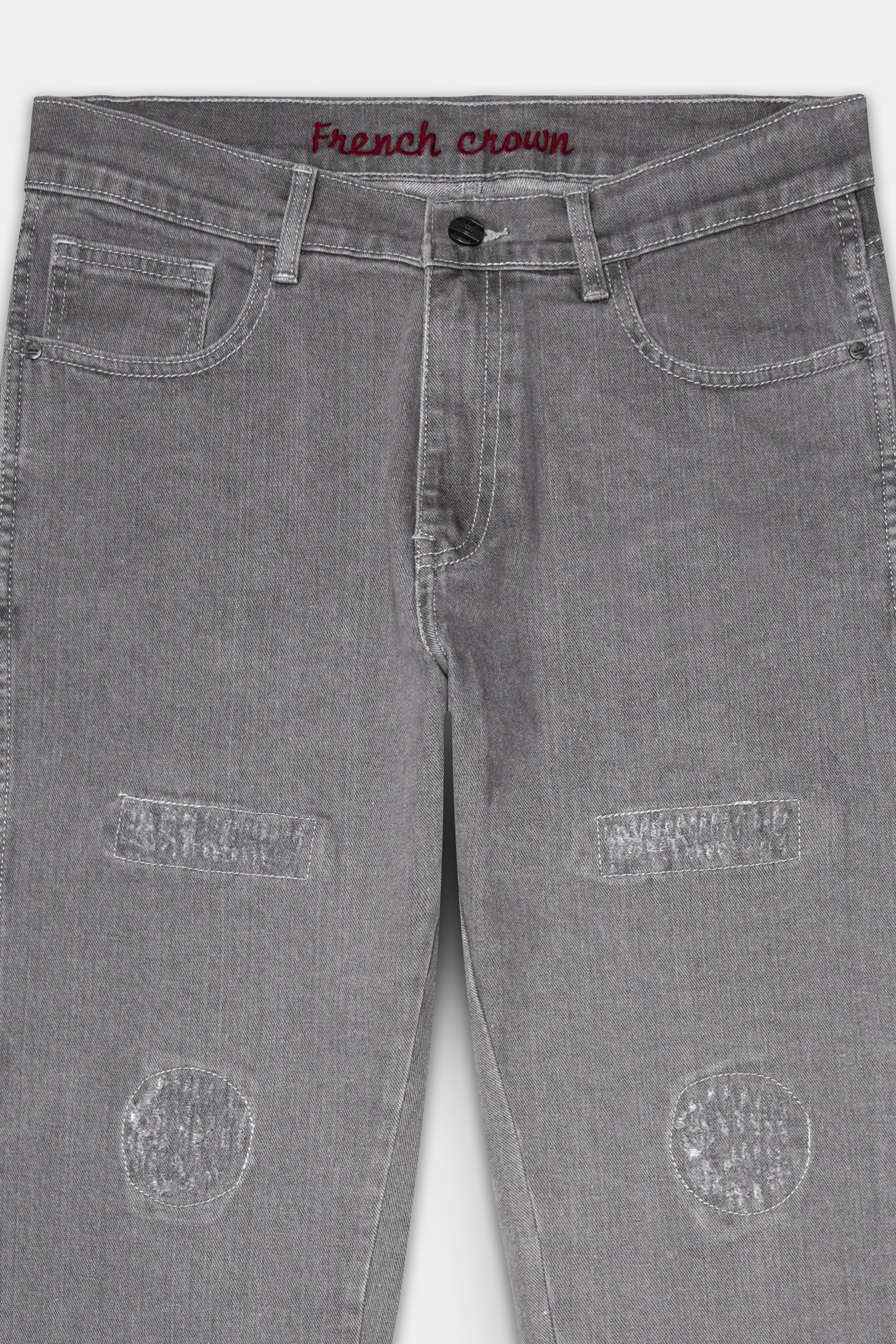 Venus Gray Mildly Distressed Stretchable Denim