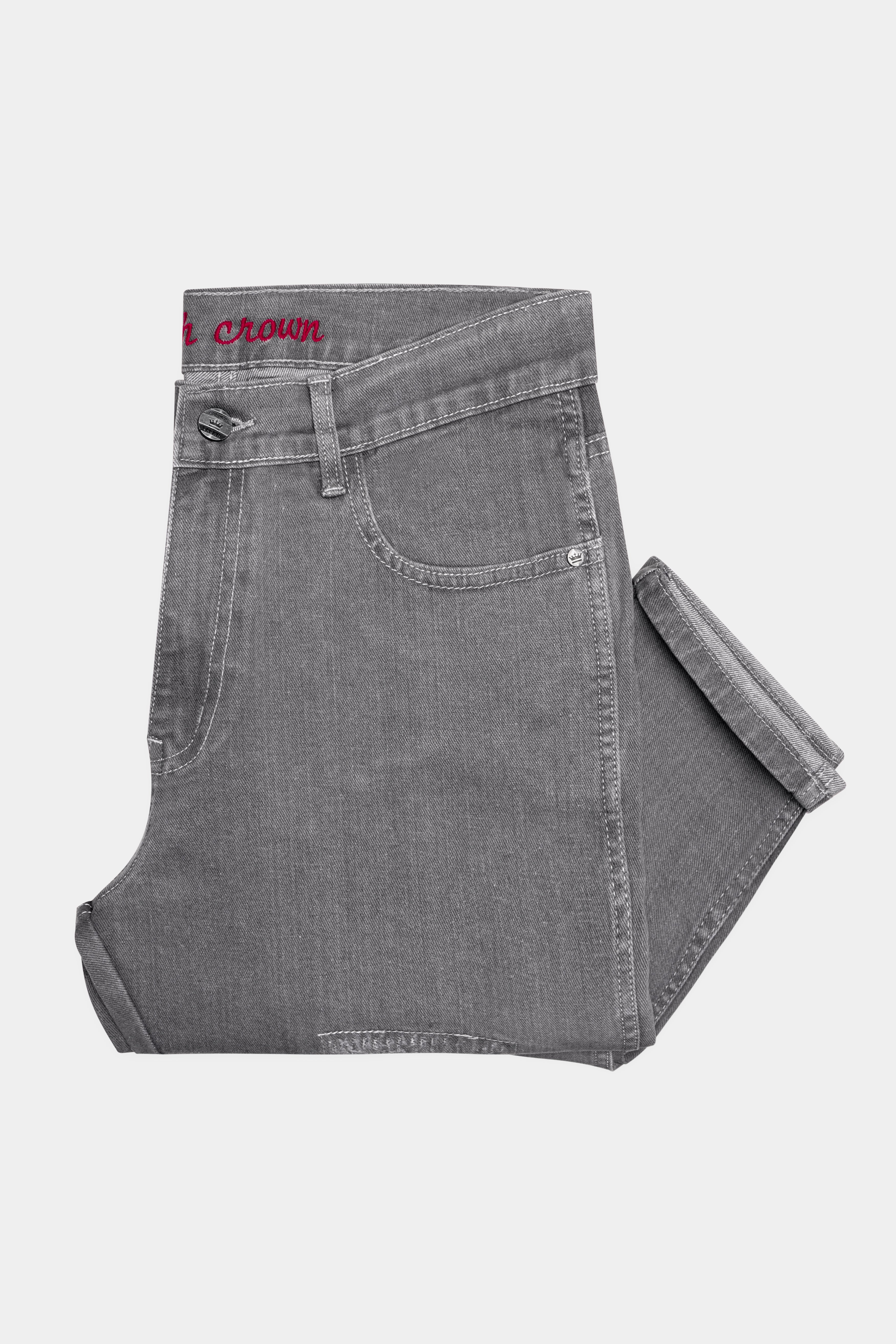 Venus Gray Mildly Distressed Stretchable Denim