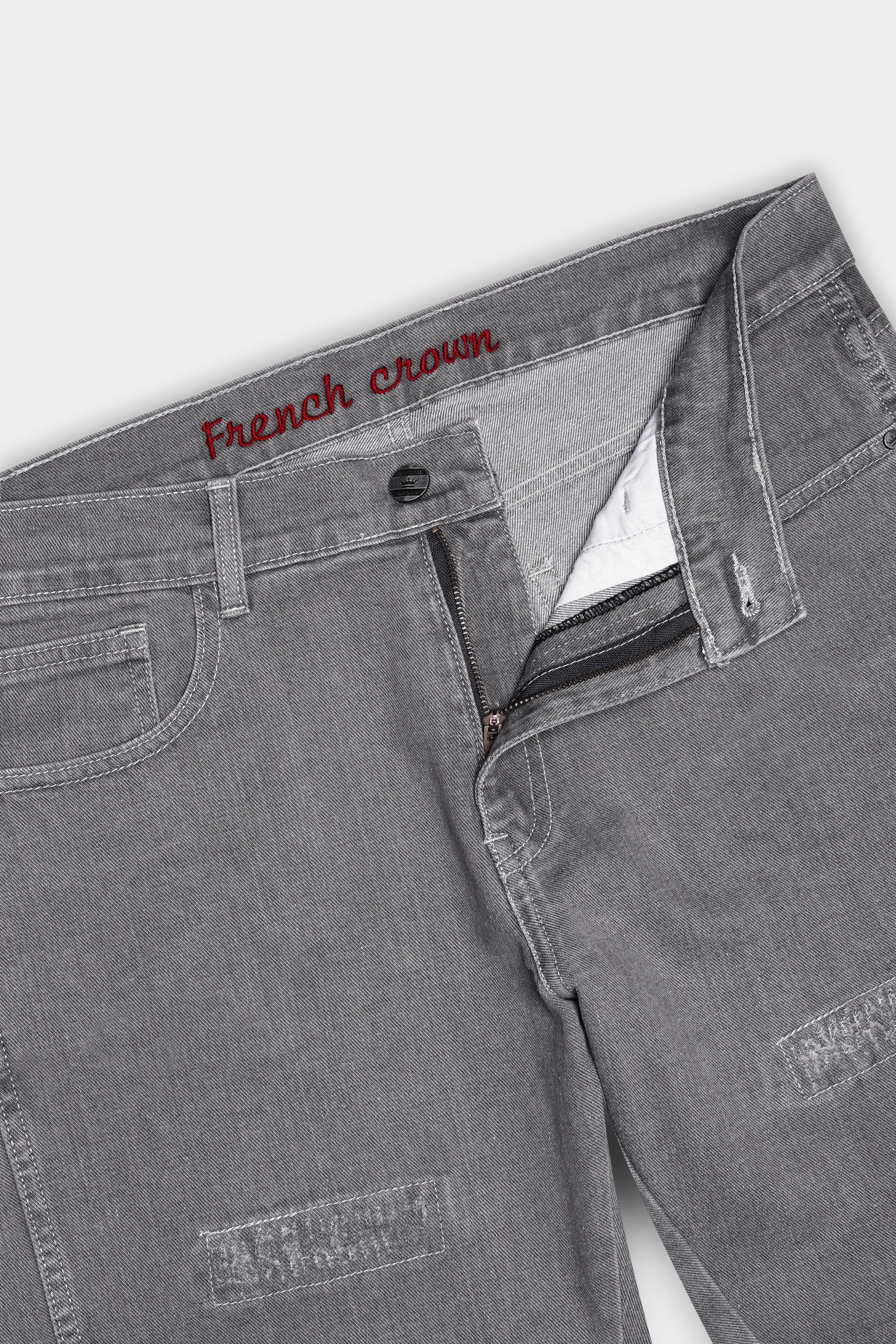 Venus Gray Mildly Distressed Stretchable Denim