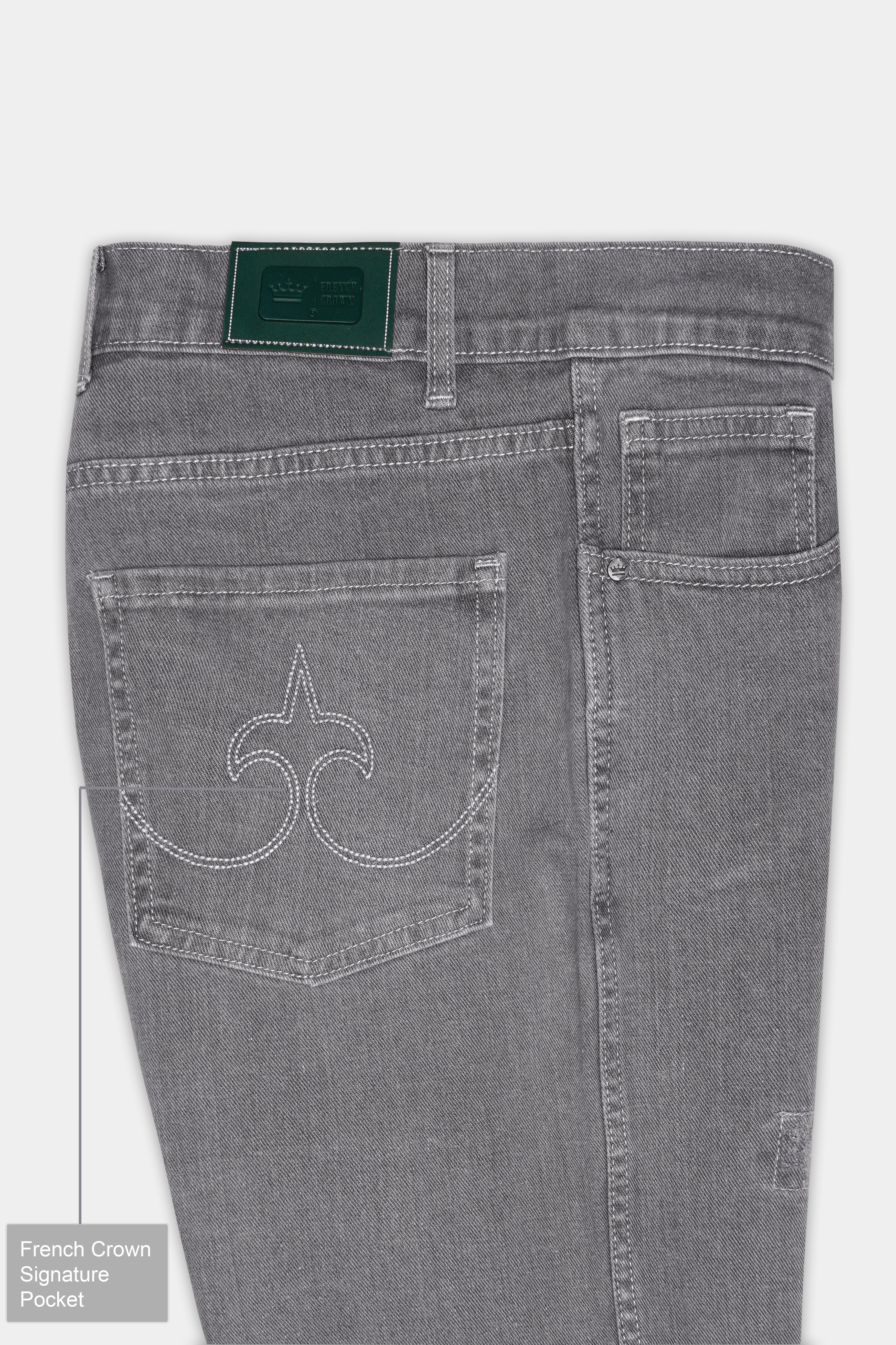 Venus Gray Mildly Distressed Stretchable Denim