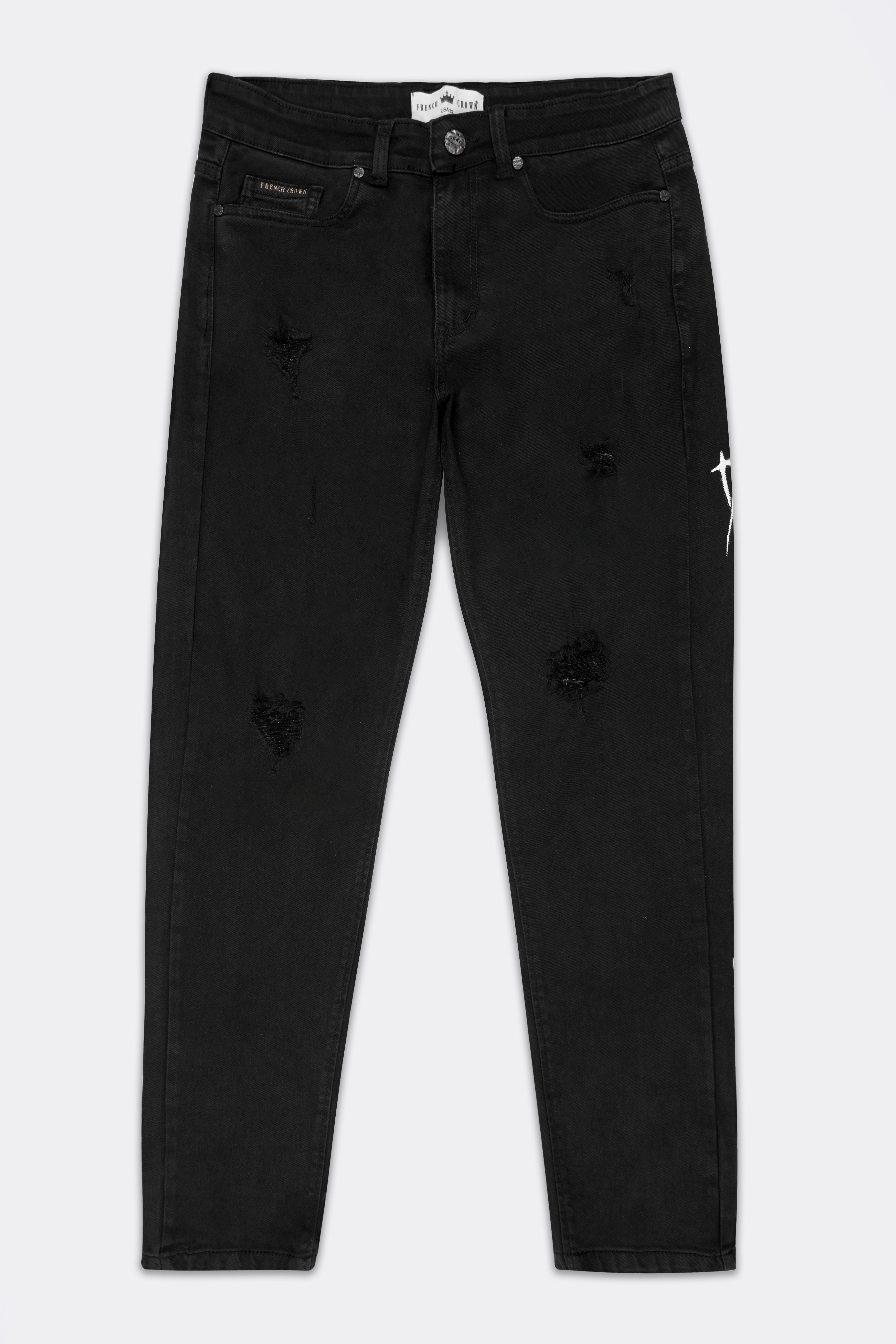 Jade Black and White Rinse Wash Hand Painted Denim J145-ART-30, J145-ART-32, J145-ART-34, J145-ART-36, J145-ART-38, J145-ART-40