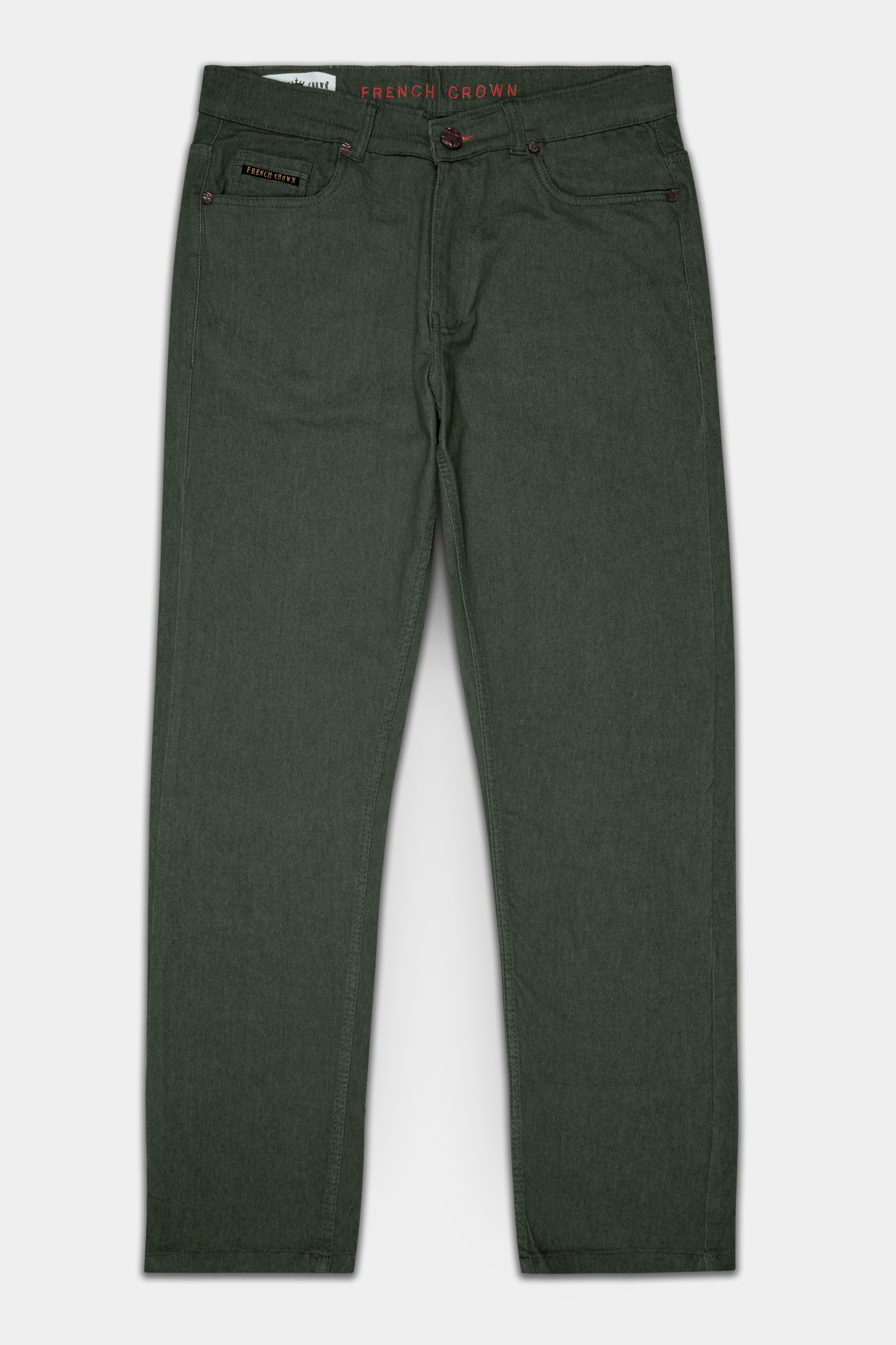 Wenge Green Rinse Wash Clean Look Stretchable Denim