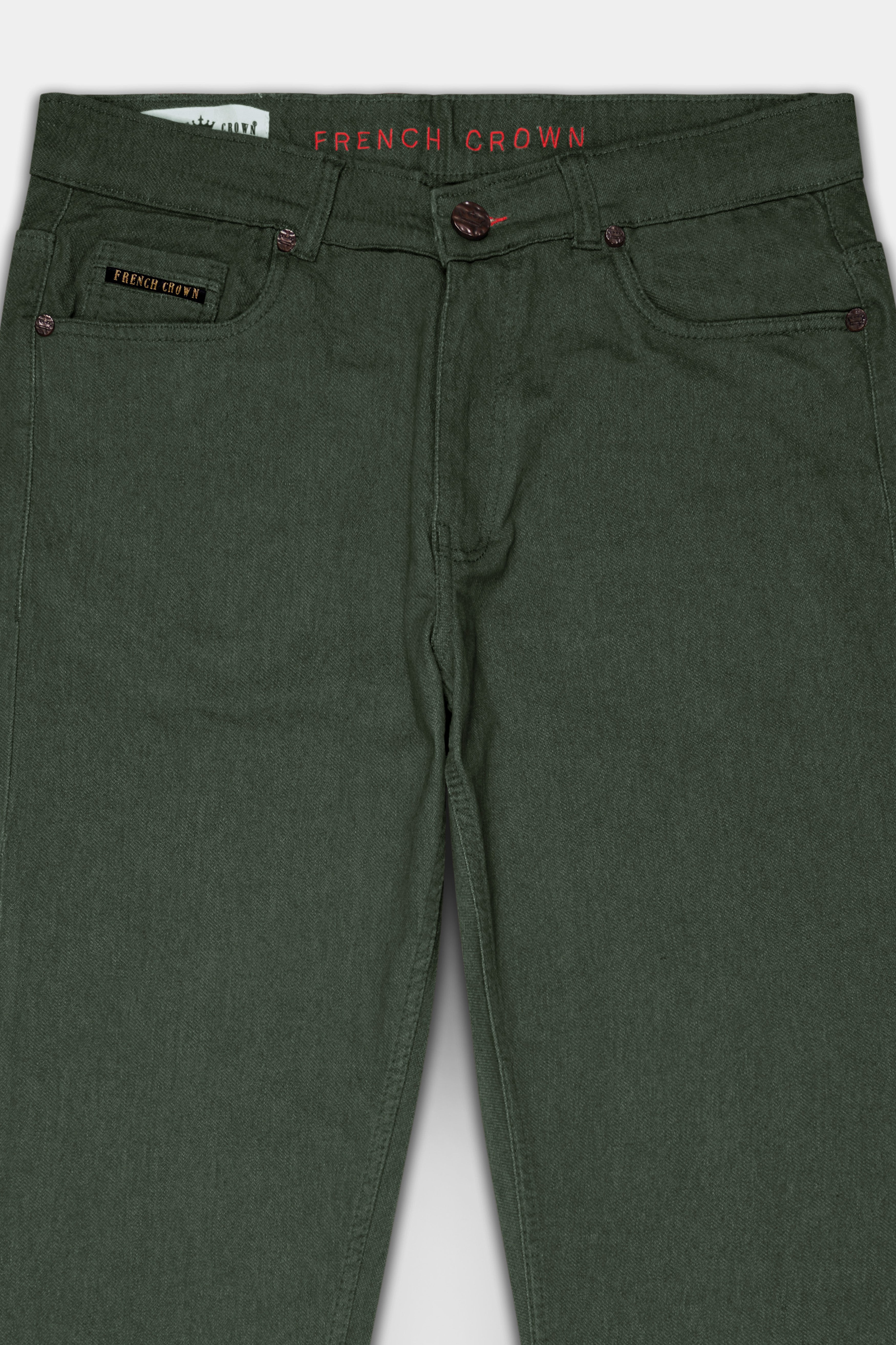 Wenge Green Rinse Wash Clean Look Stretchable Denim