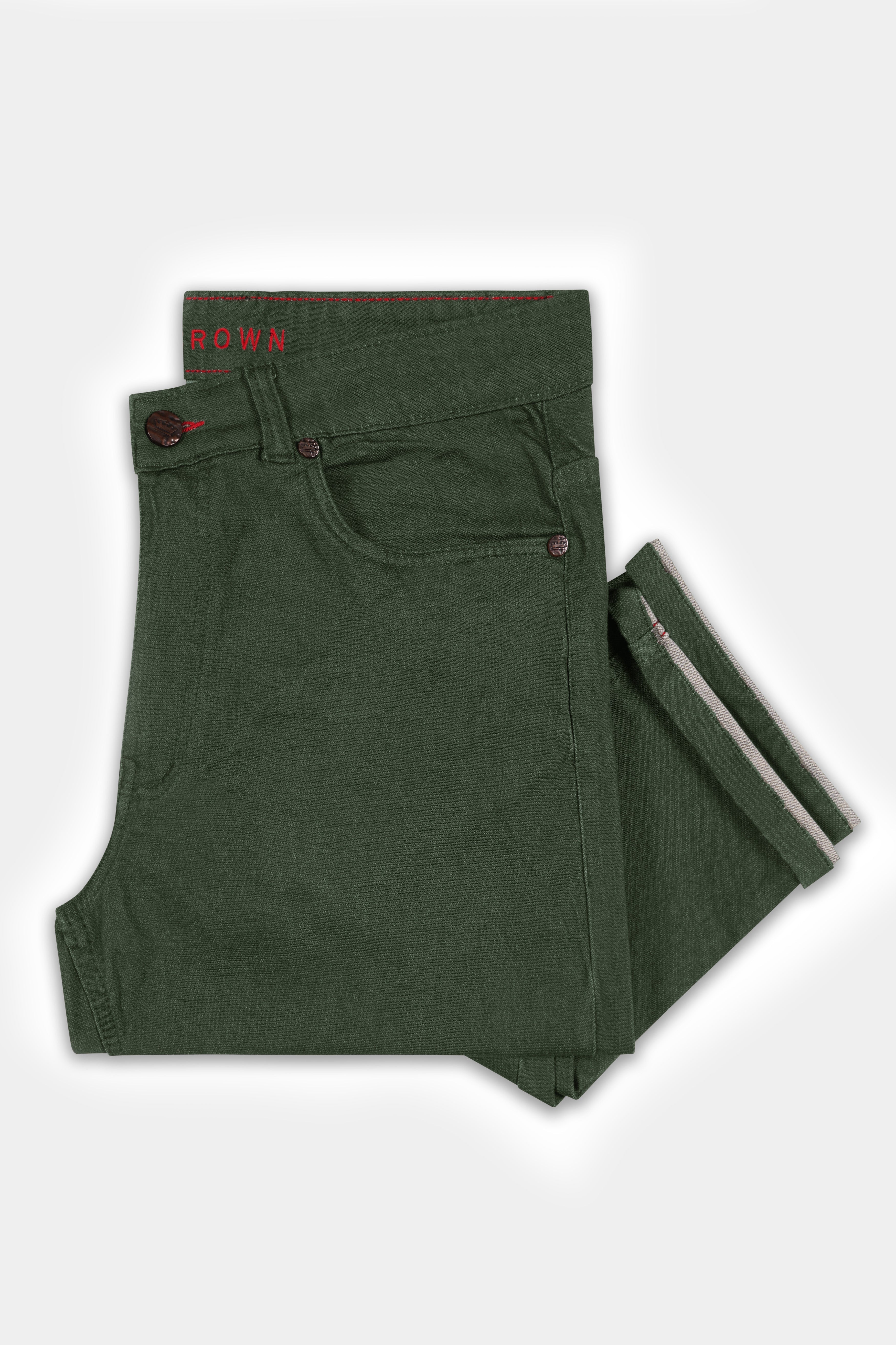 Wenge Green Rinse Wash Clean Look Stretchable Denim