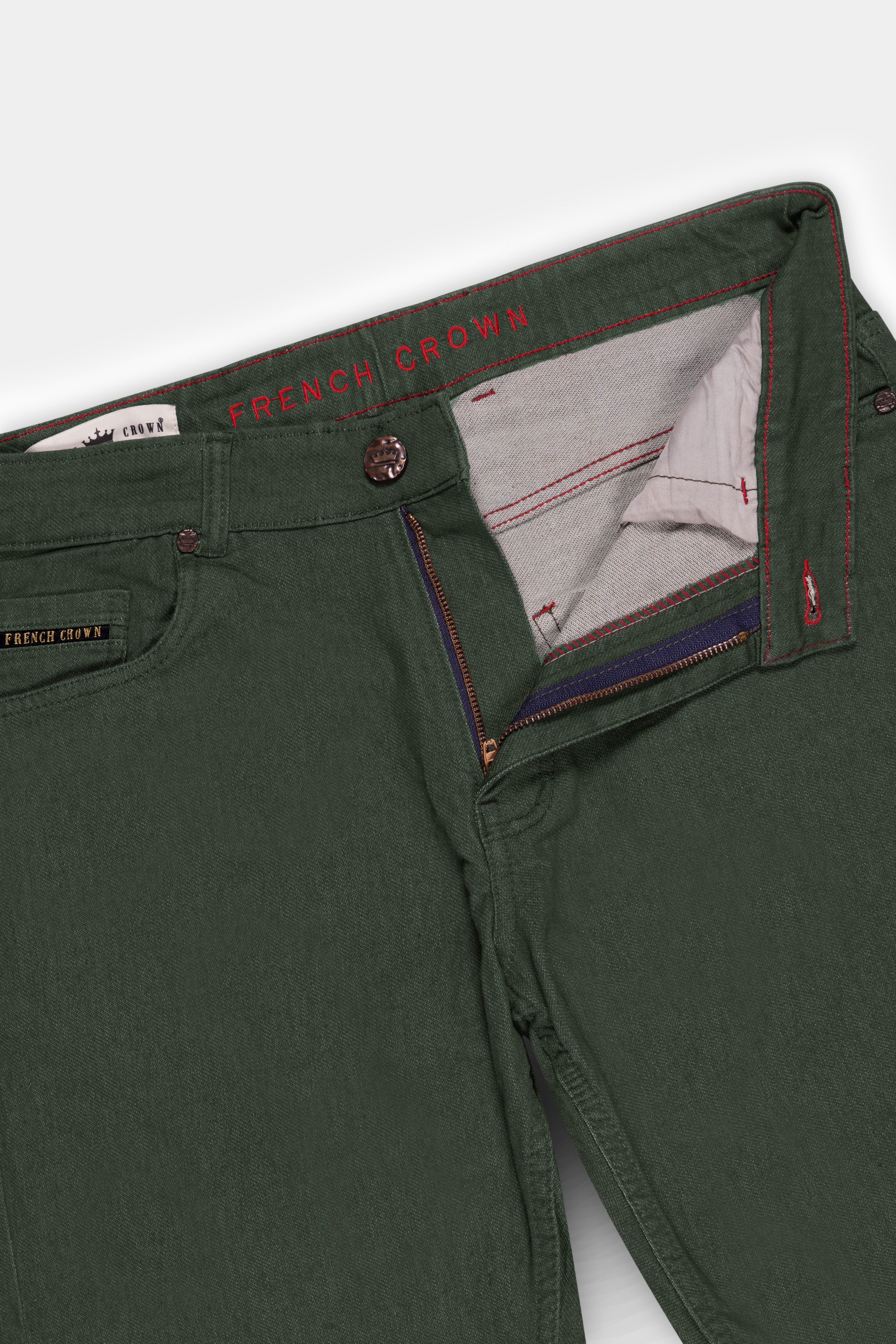 Wenge Green Rinse Wash Clean Look Stretchable Denim