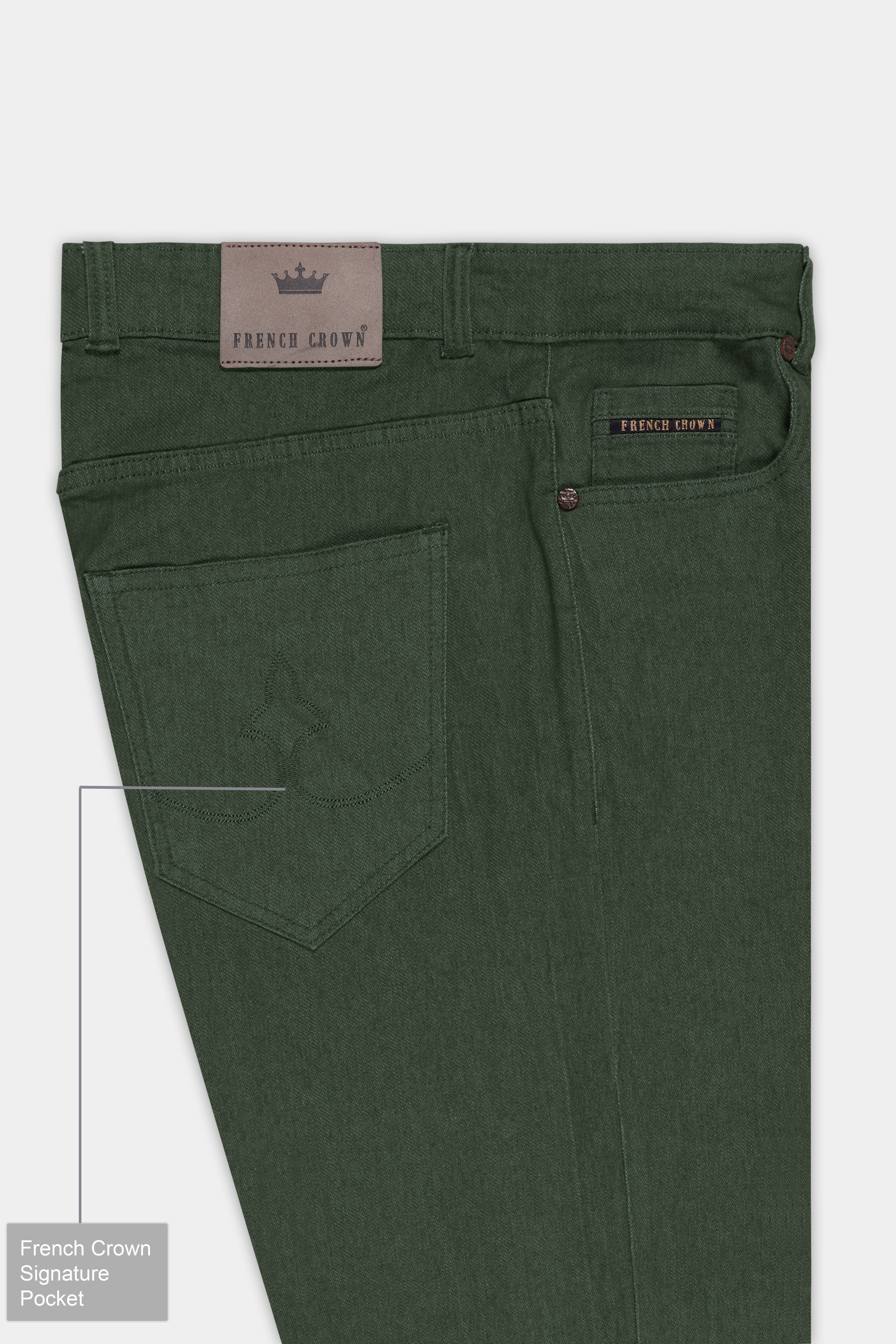 Wenge Green Rinse Wash Clean Look Stretchable Denim
