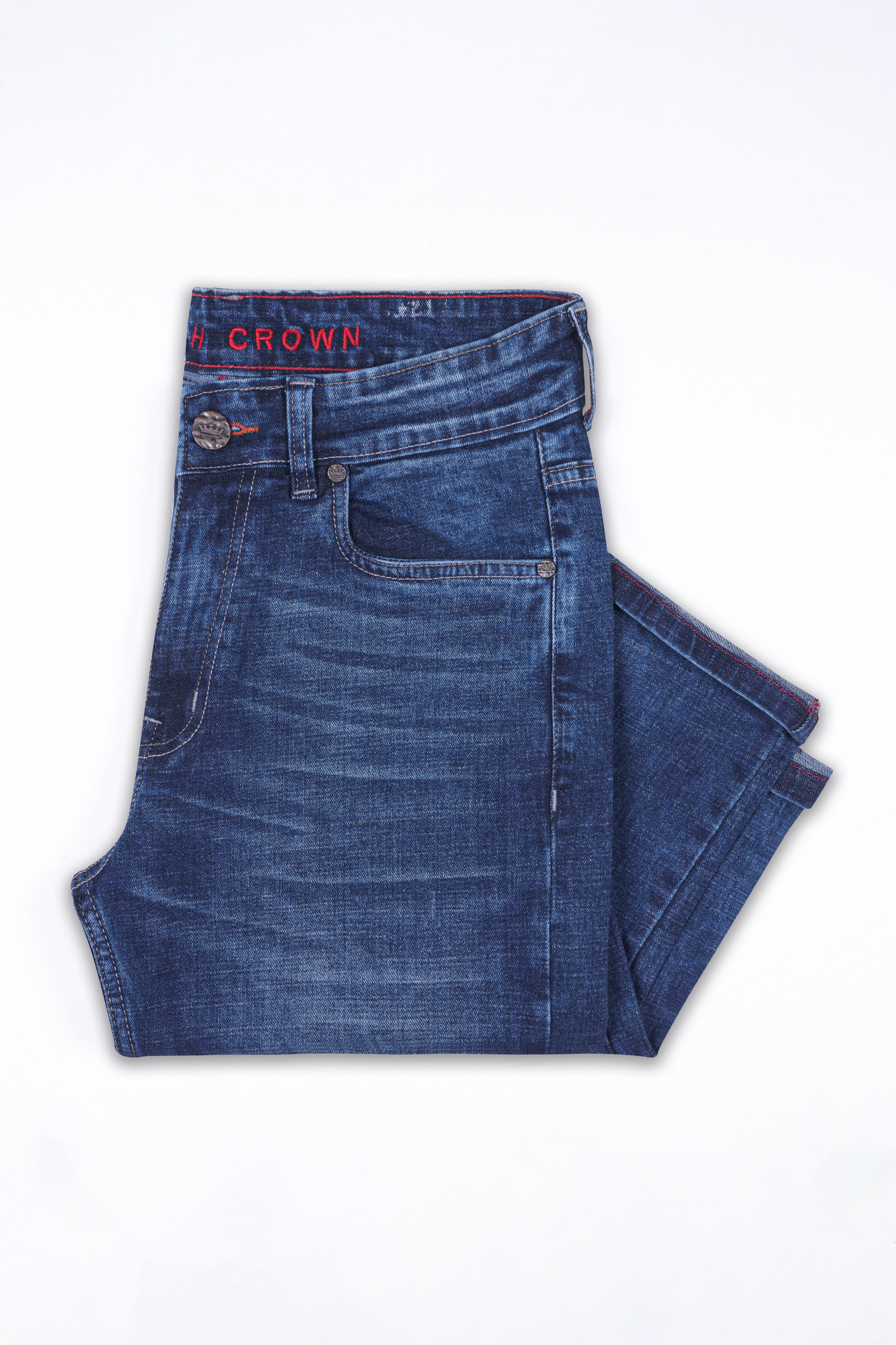 Zodiac Blue Whiskering Wash Emoji Hand Painted Stretchable Denim J166-ART-30, J166-ART-32, J166-ART-34, J166-ART-36, J166-ART-38, J166-ART-40