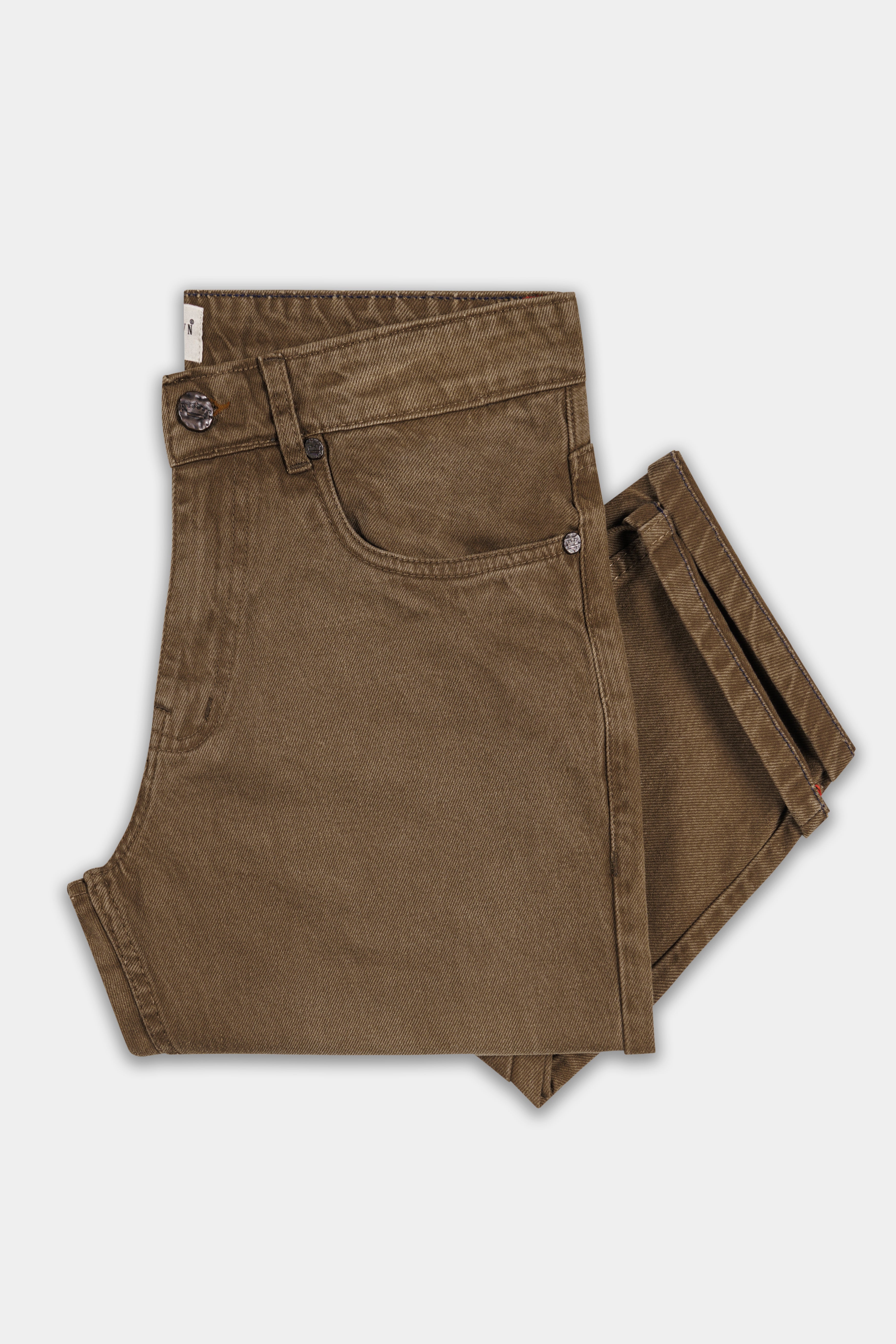 French Beige Brown Stone Wash Denim