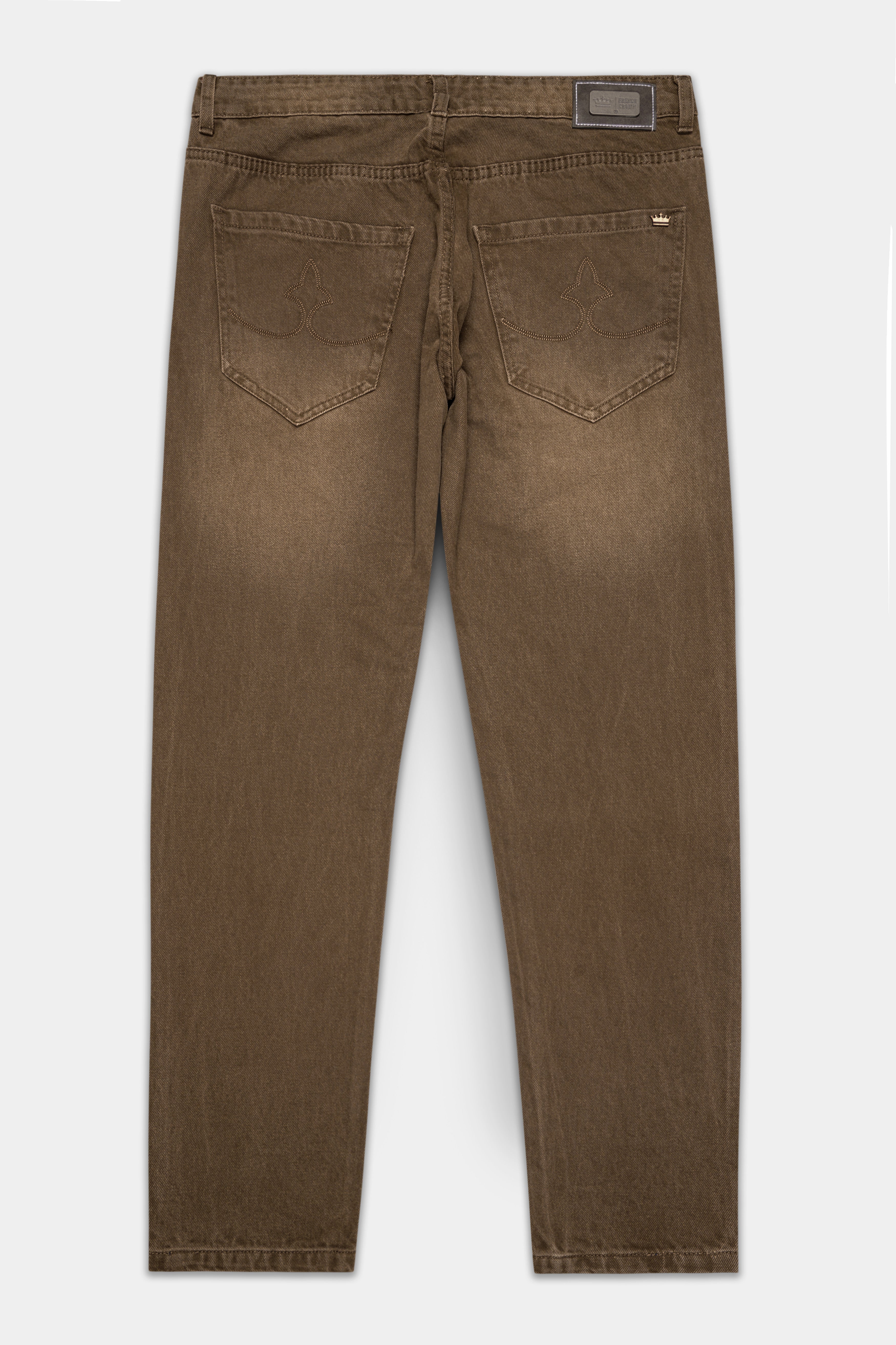 French Beige Brown Stone Wash Denim