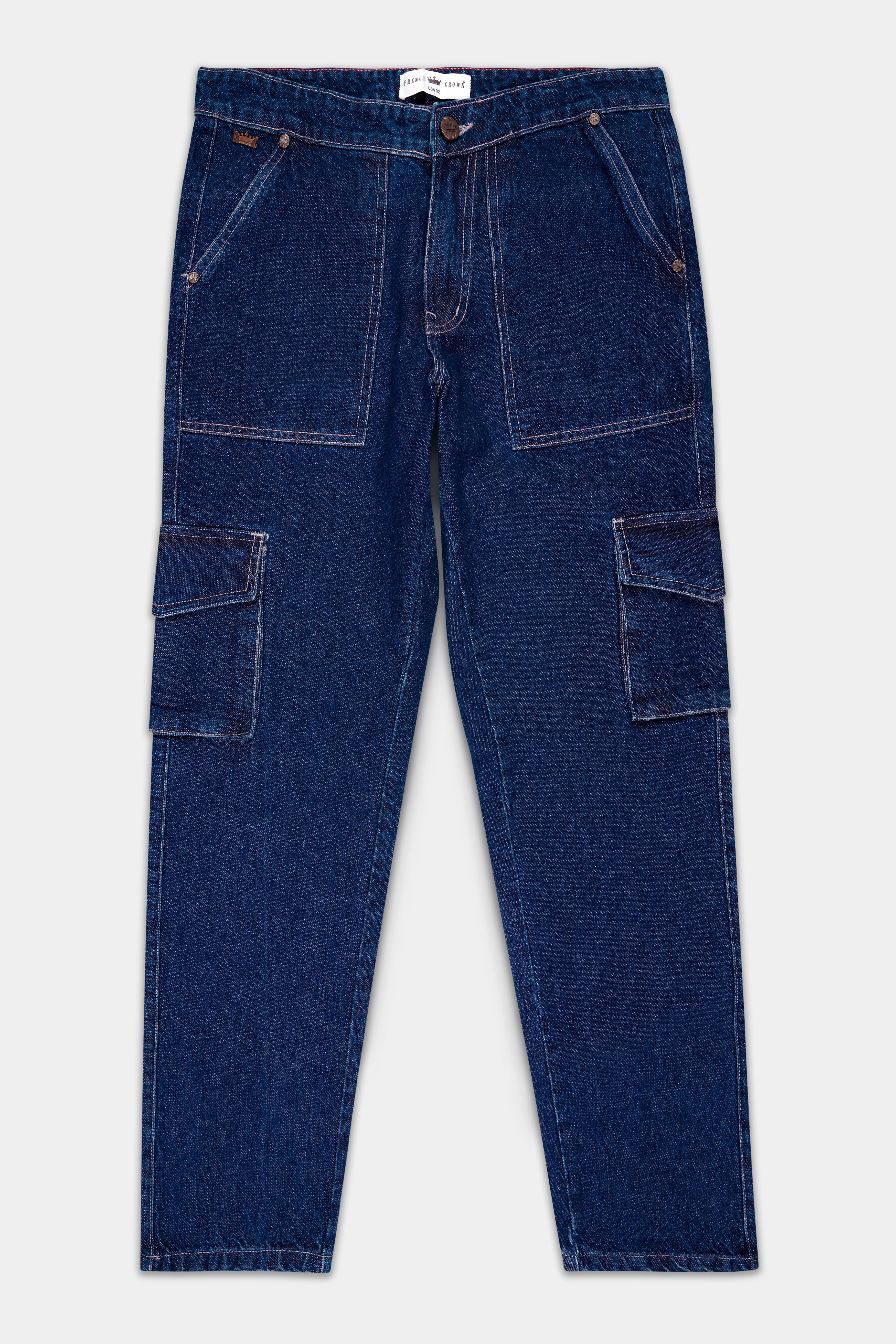 Ebony Blue Rinse Wash Stretchable Cargo Denim
