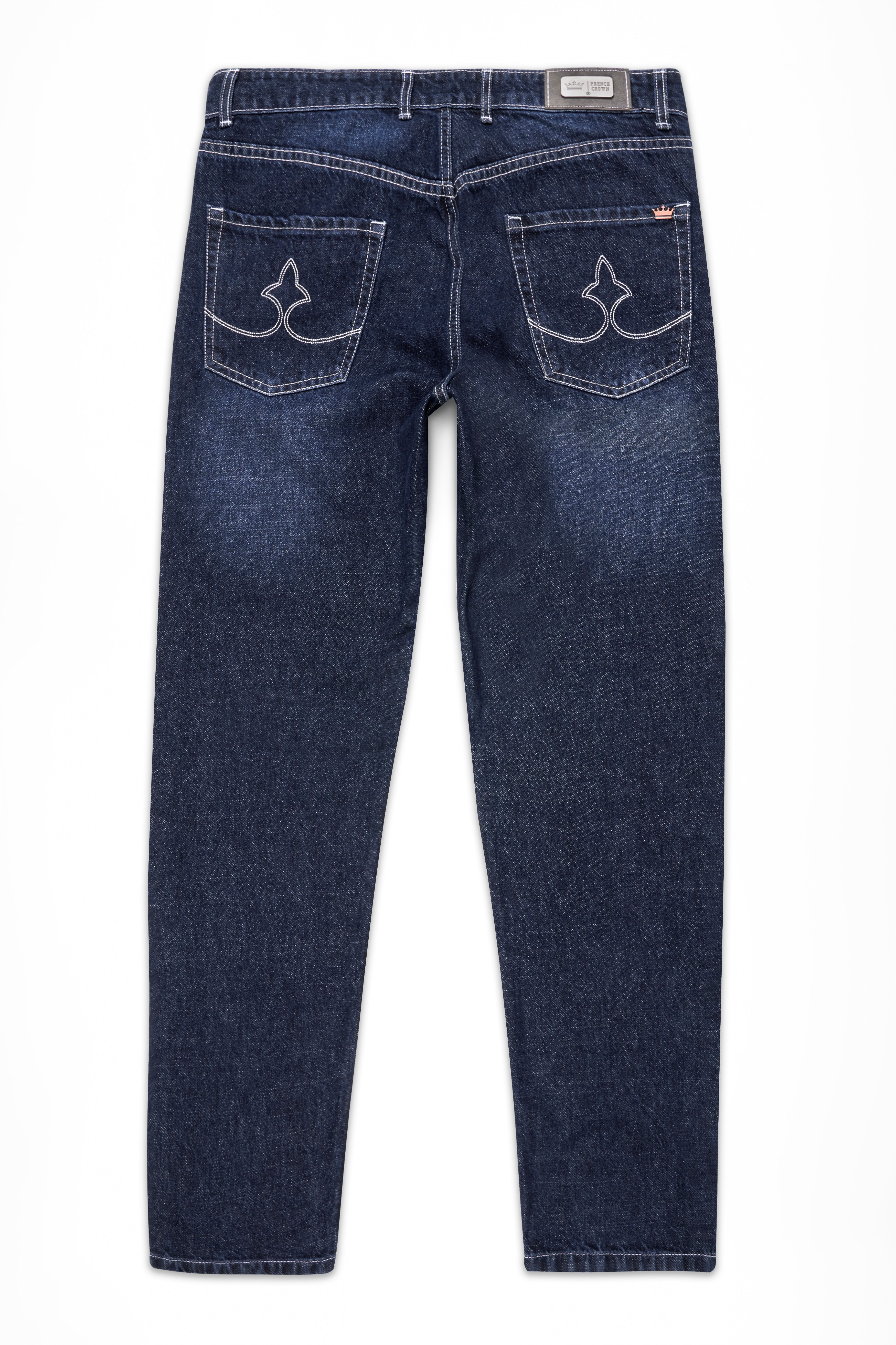Gunmetal Blue Whiskering Wash Mildly Distressed Denim