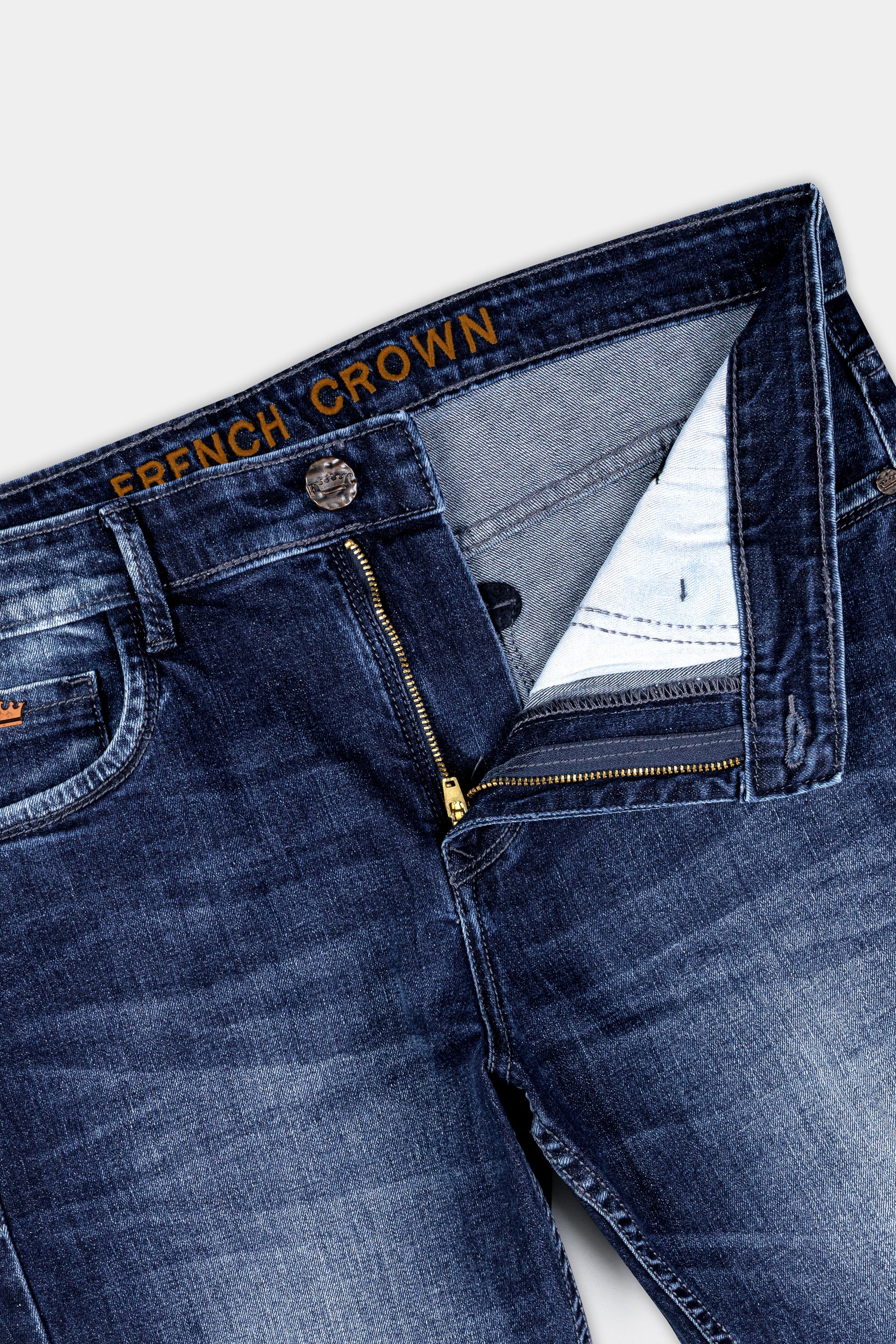 Blue Whiskering Wash Stretchable Denim