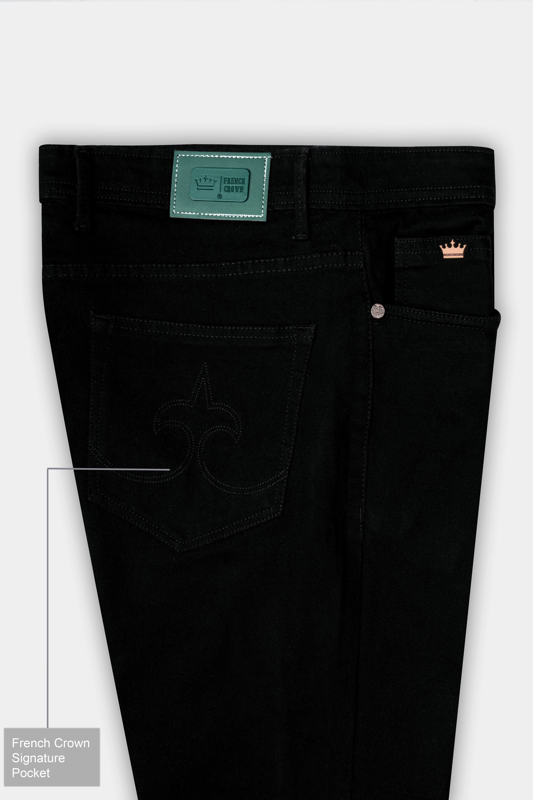 Jade Black Slim Fit Clean Look Stretchable Denim