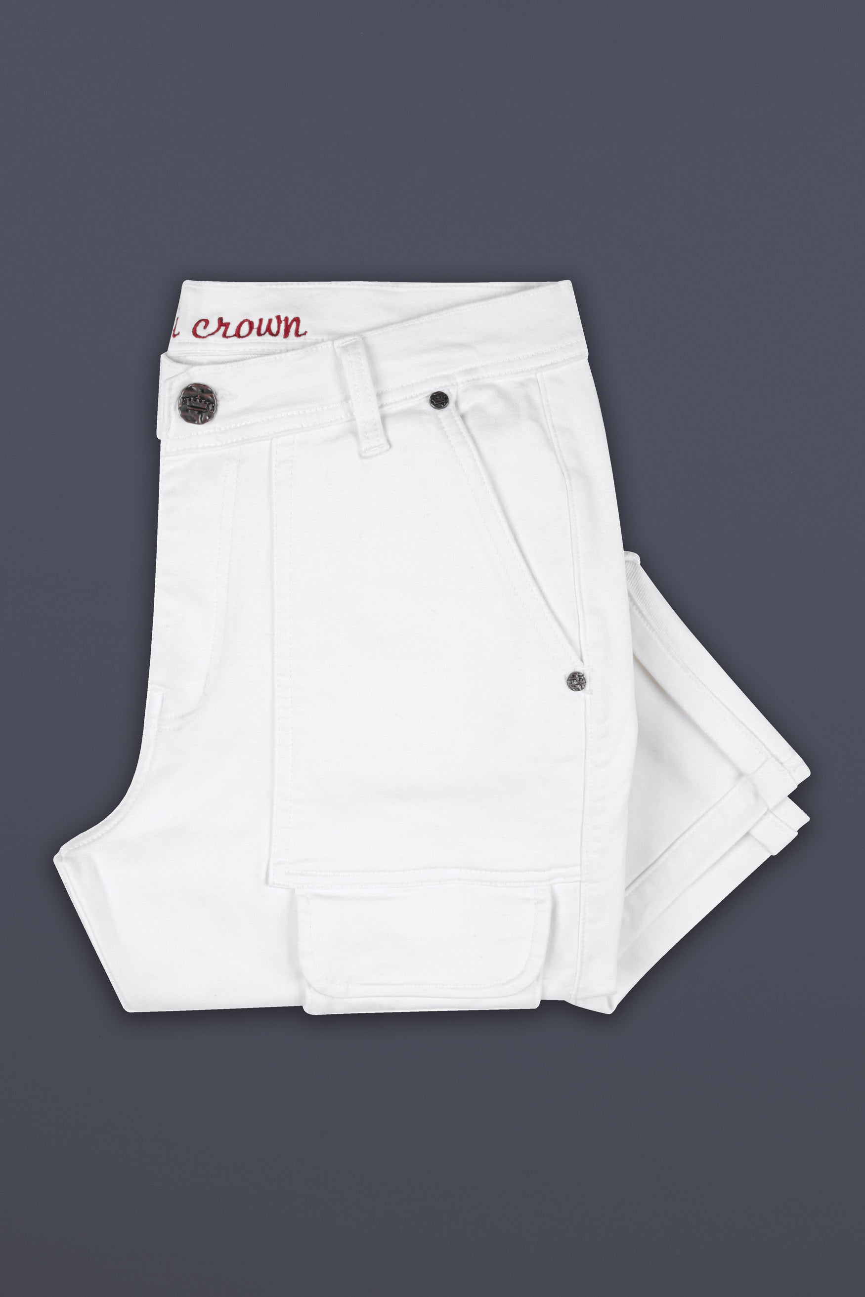 Bright White Rinse Wash Stretchable Cargo Denim