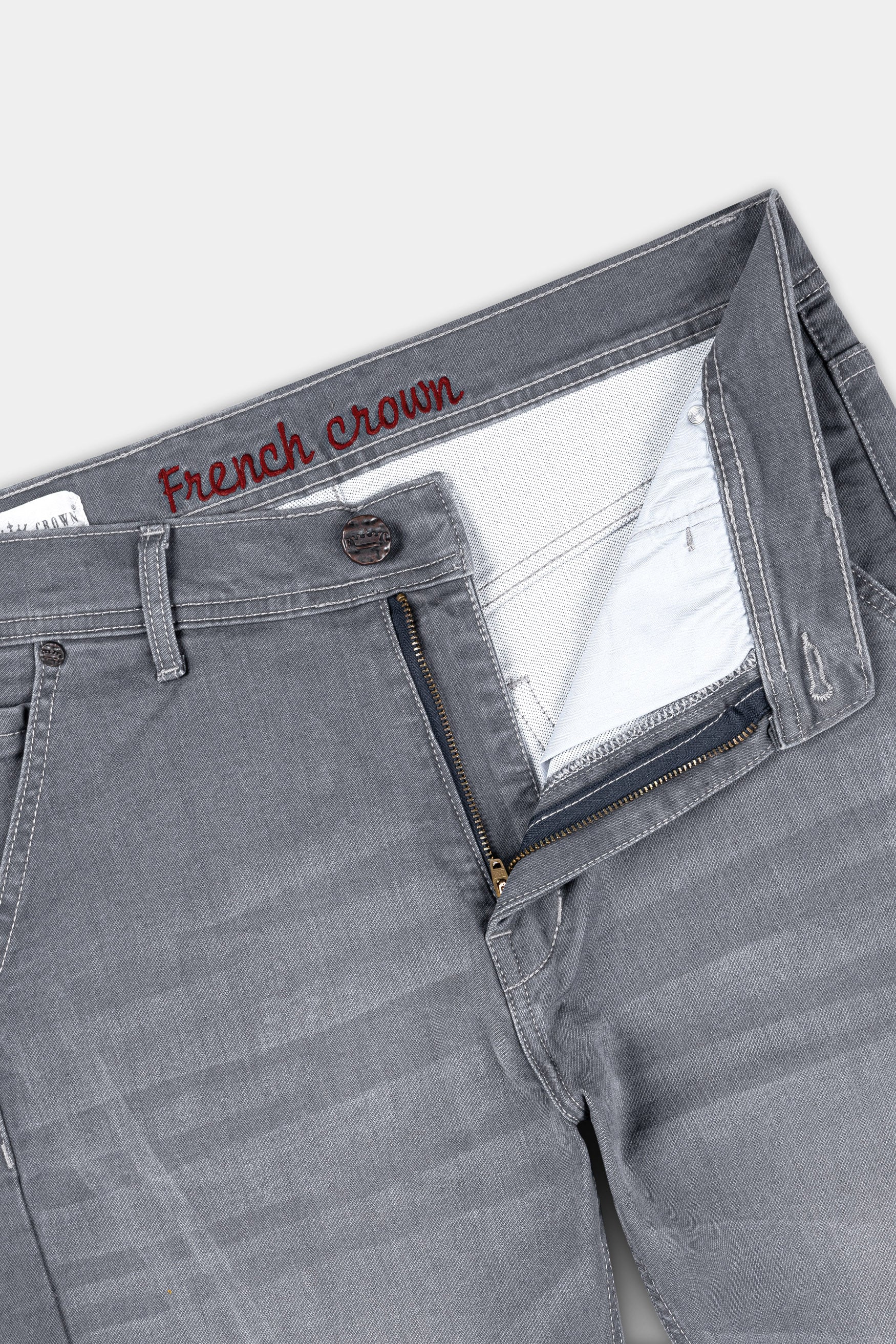 Granite Gray Whiskering Wash Stretchable Denim