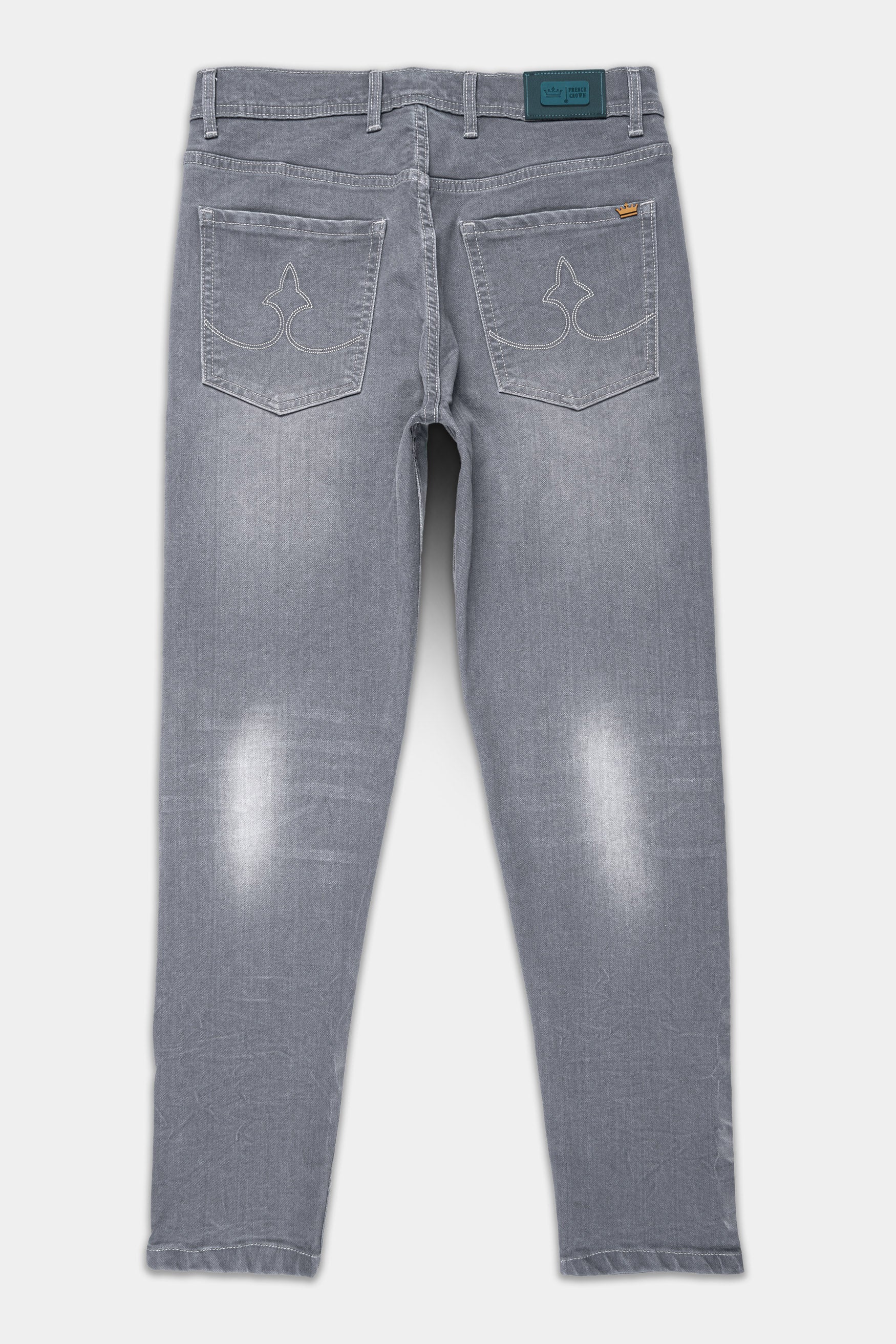 Granite Gray Whiskering Wash Stretchable Denim