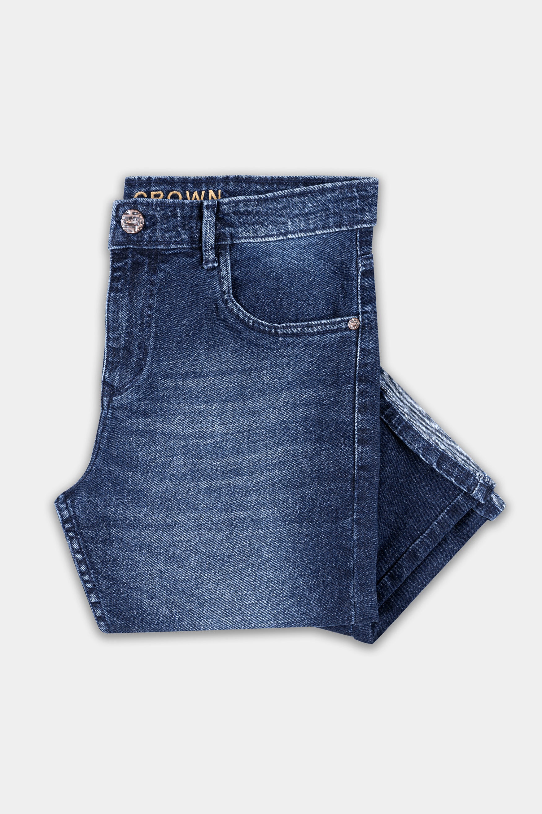 Blue Whiskering Wash Stretchable Denim