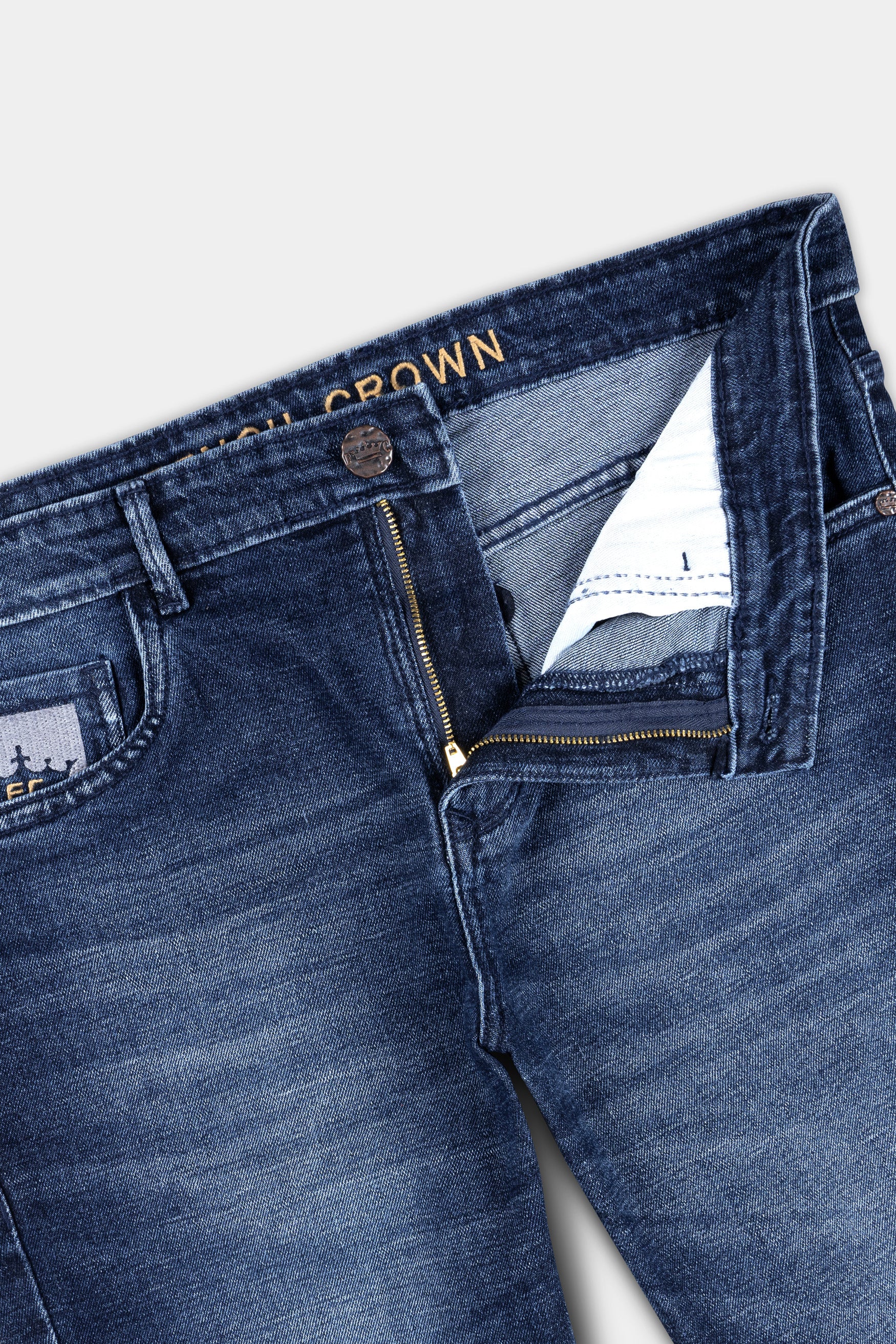 Blue Whiskering Wash Stretchable Denim