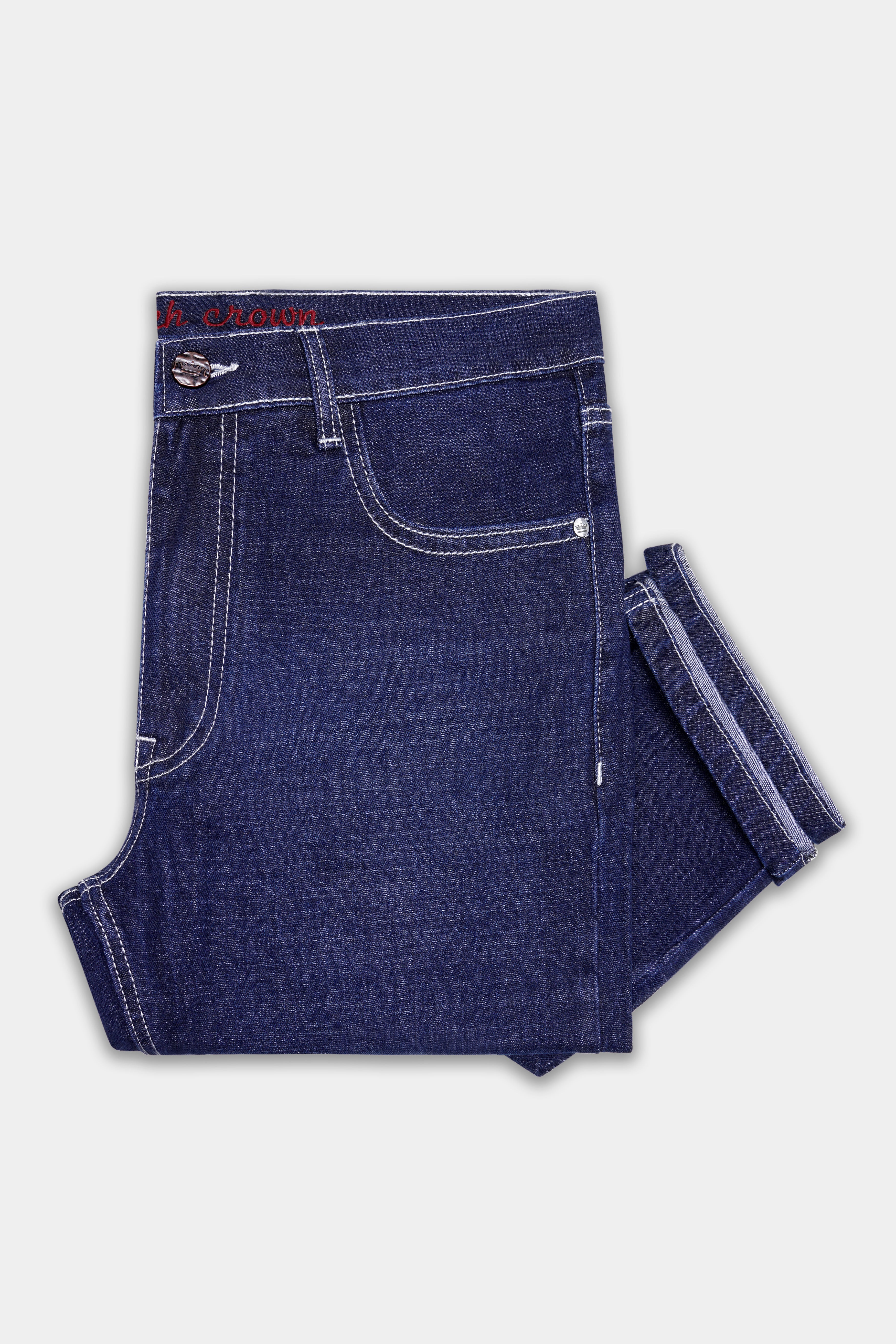 Bluenique-Lapis Blue Whiskering Washed Stretchable Denim