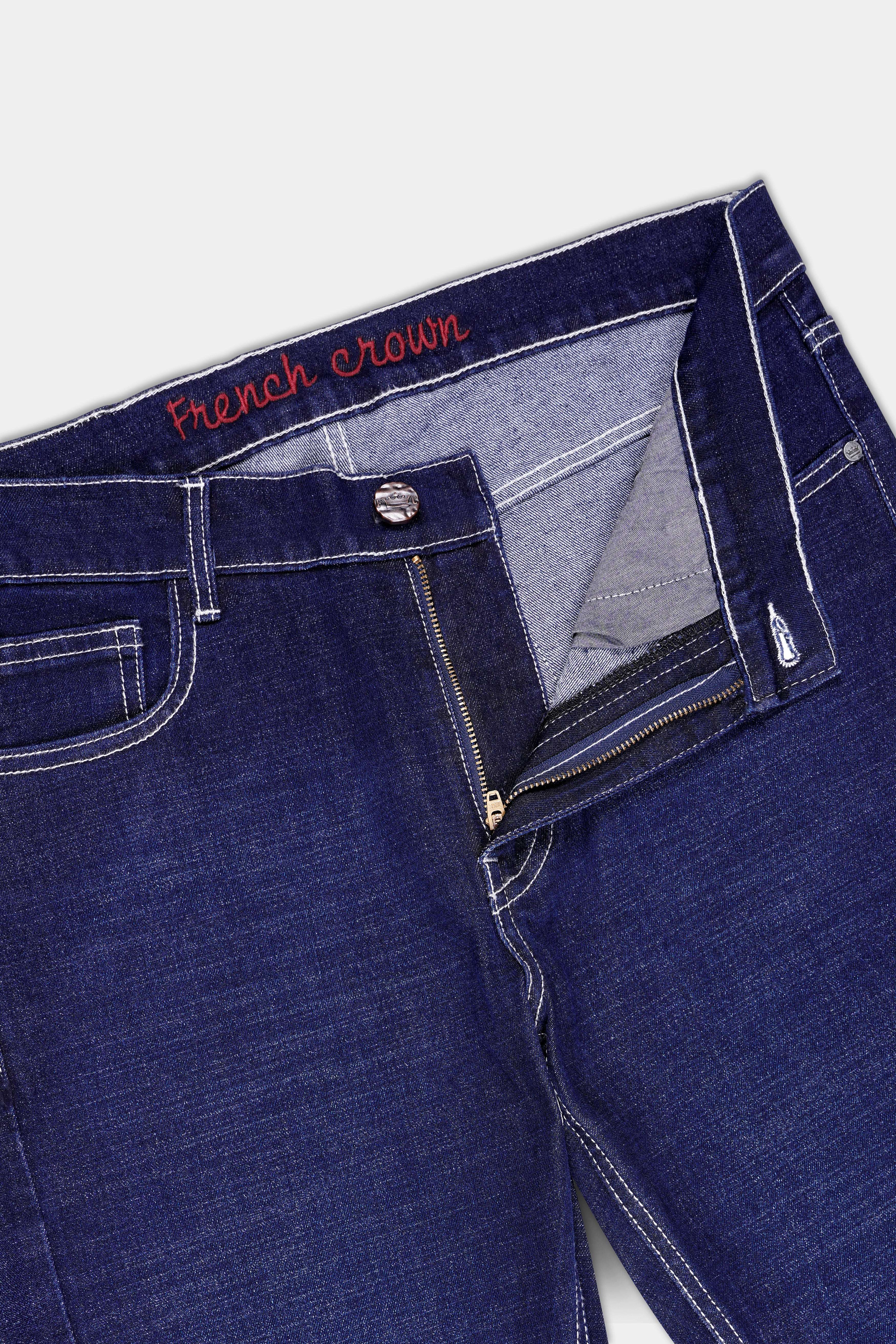 Bluenique-Lapis Blue Whiskering Washed Stretchable Denim