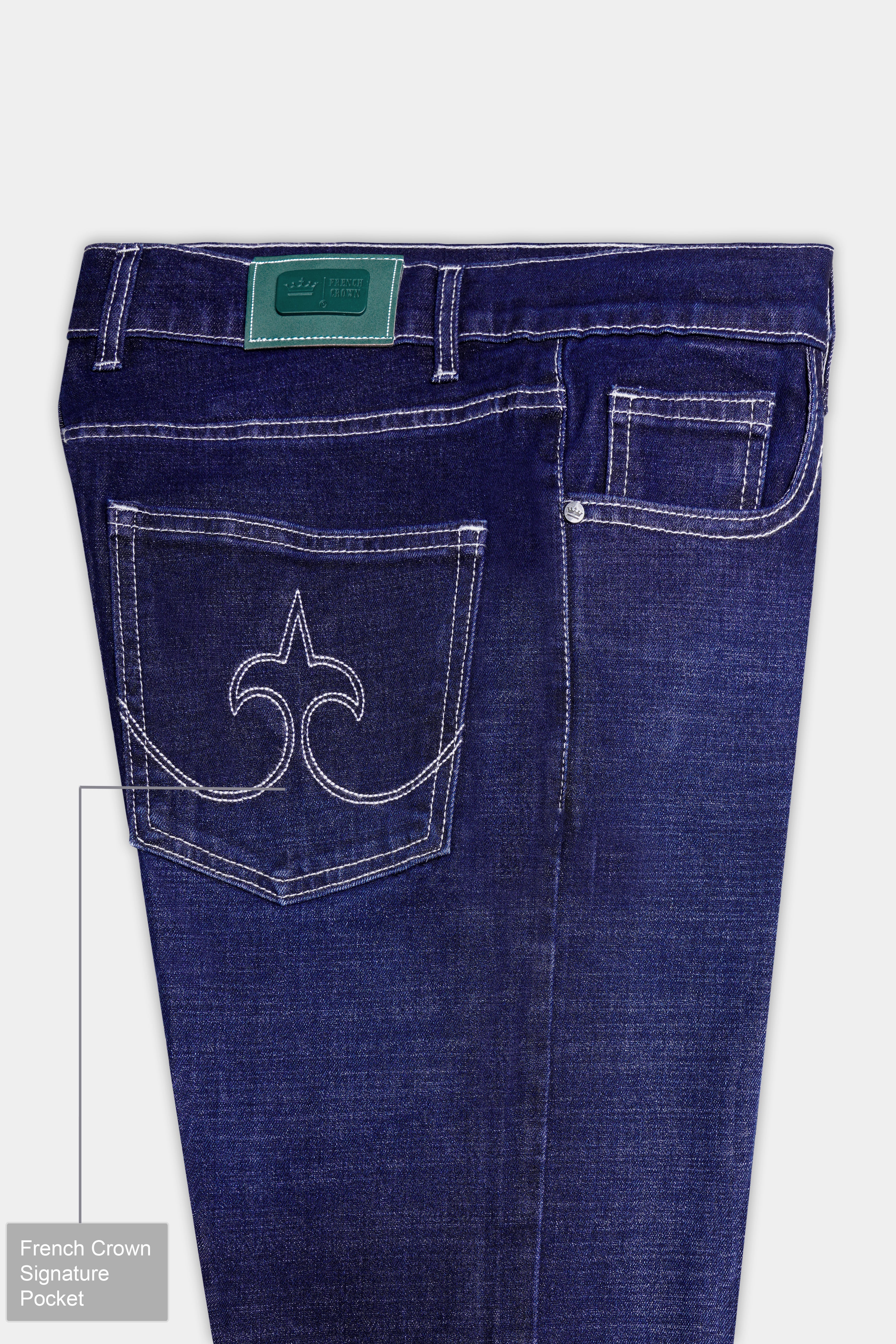 Bluenique-Lapis Blue Whiskering Washed Stretchable Denim