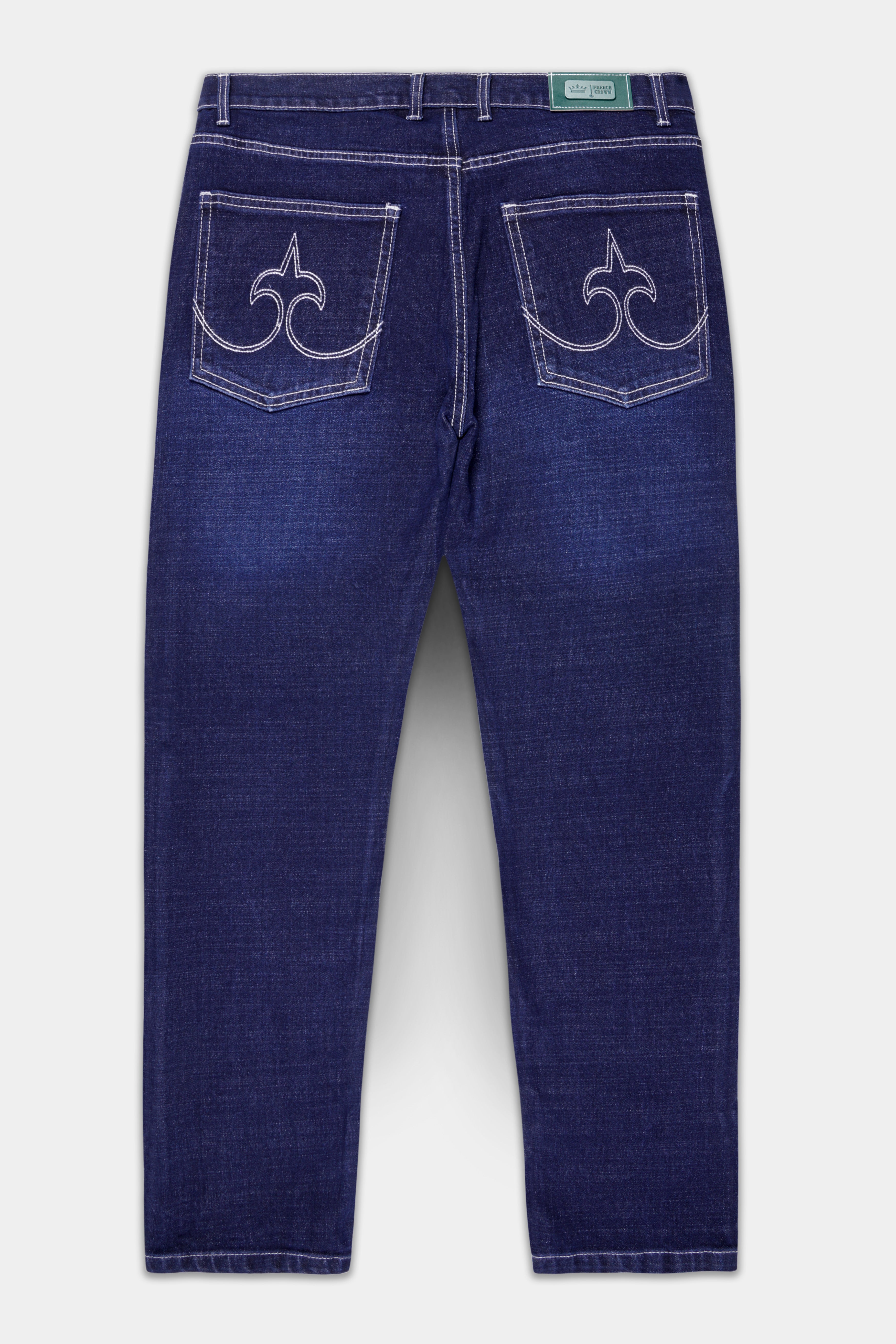 Bluenique-Lapis Blue Whiskering Washed Stretchable Denim