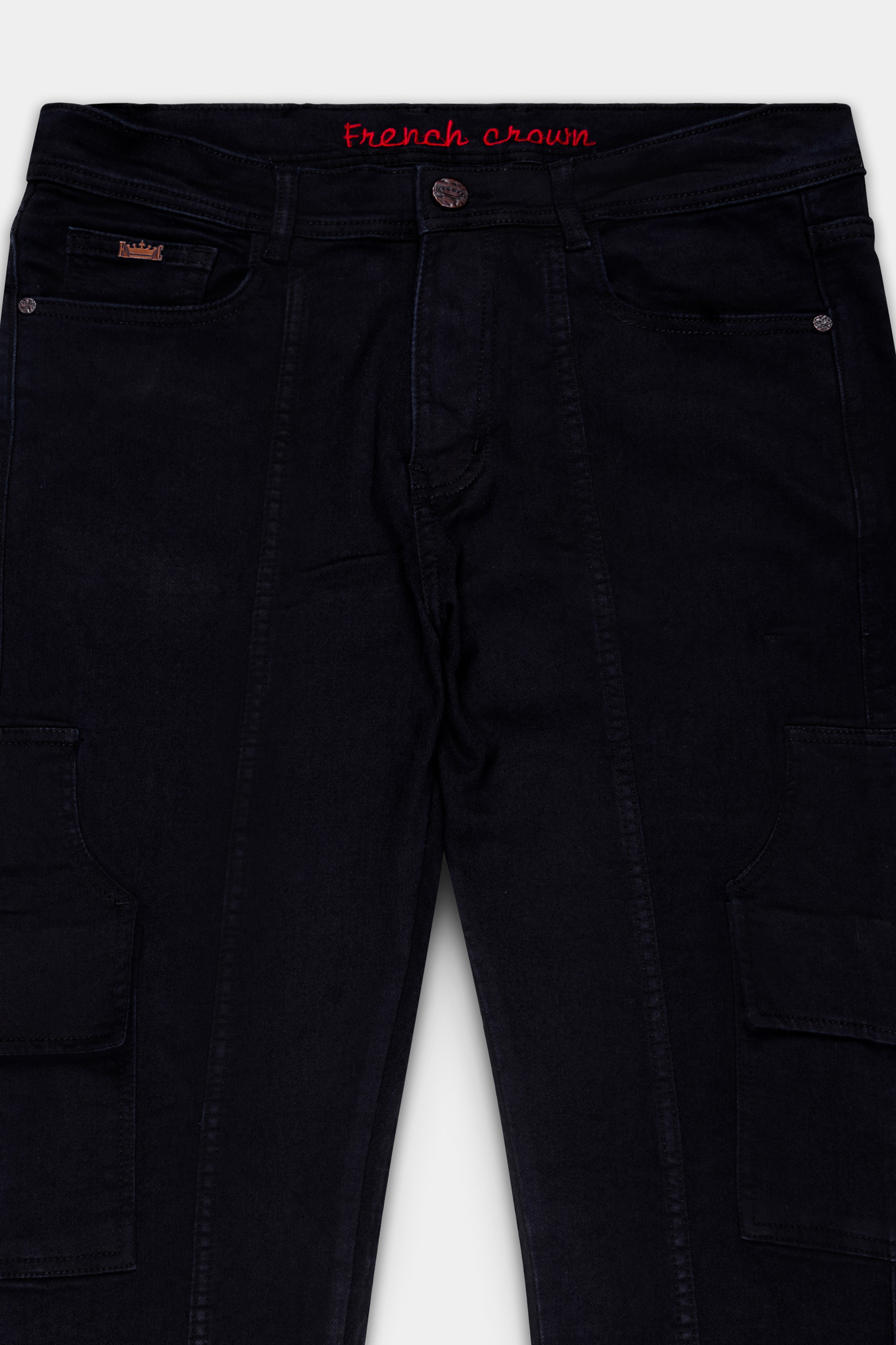 Prowla-Jaguar Black Clean Look Stretchable Cargo Denim