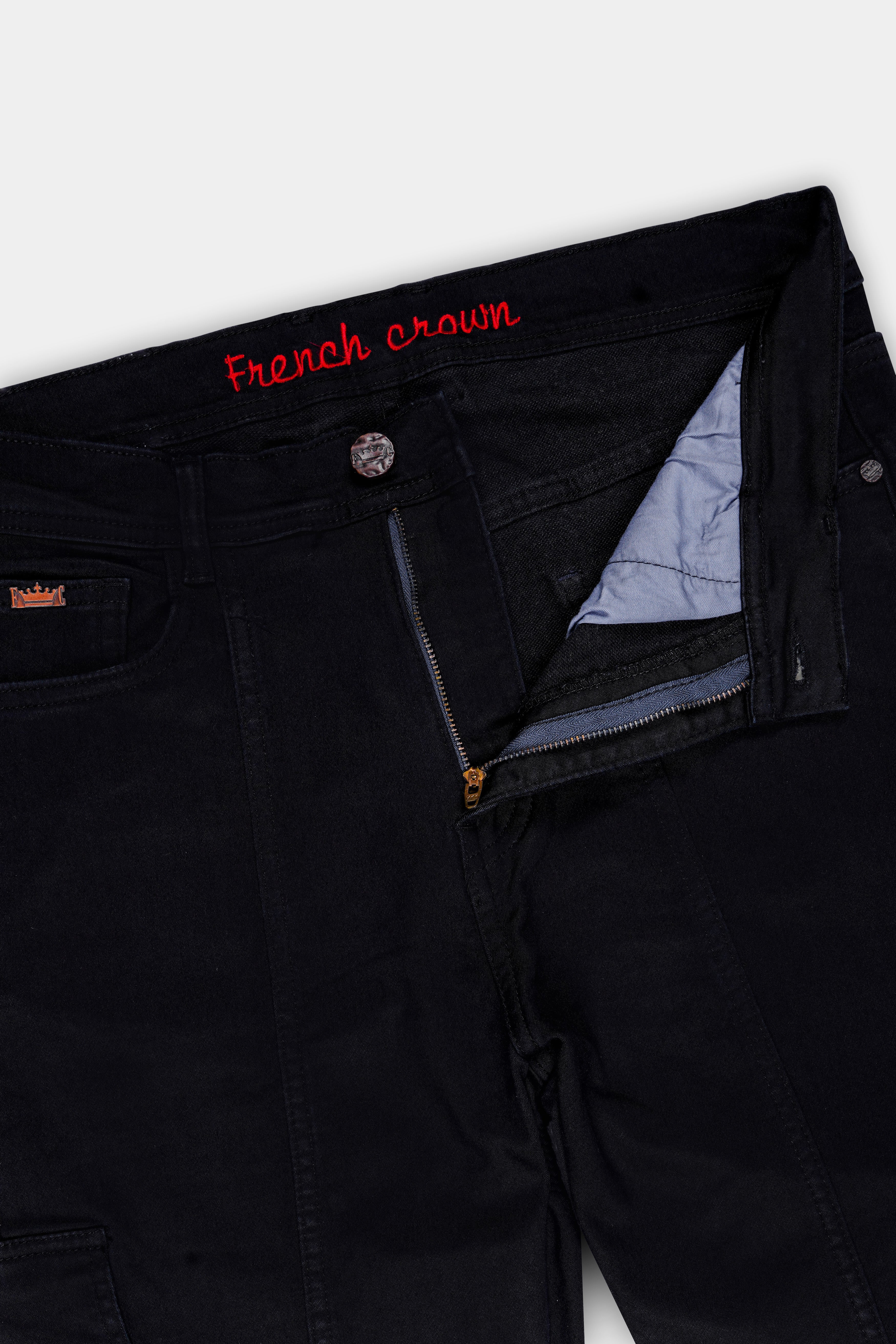 Prowla-Jaguar Black Clean Look Stretchable Cargo Denim