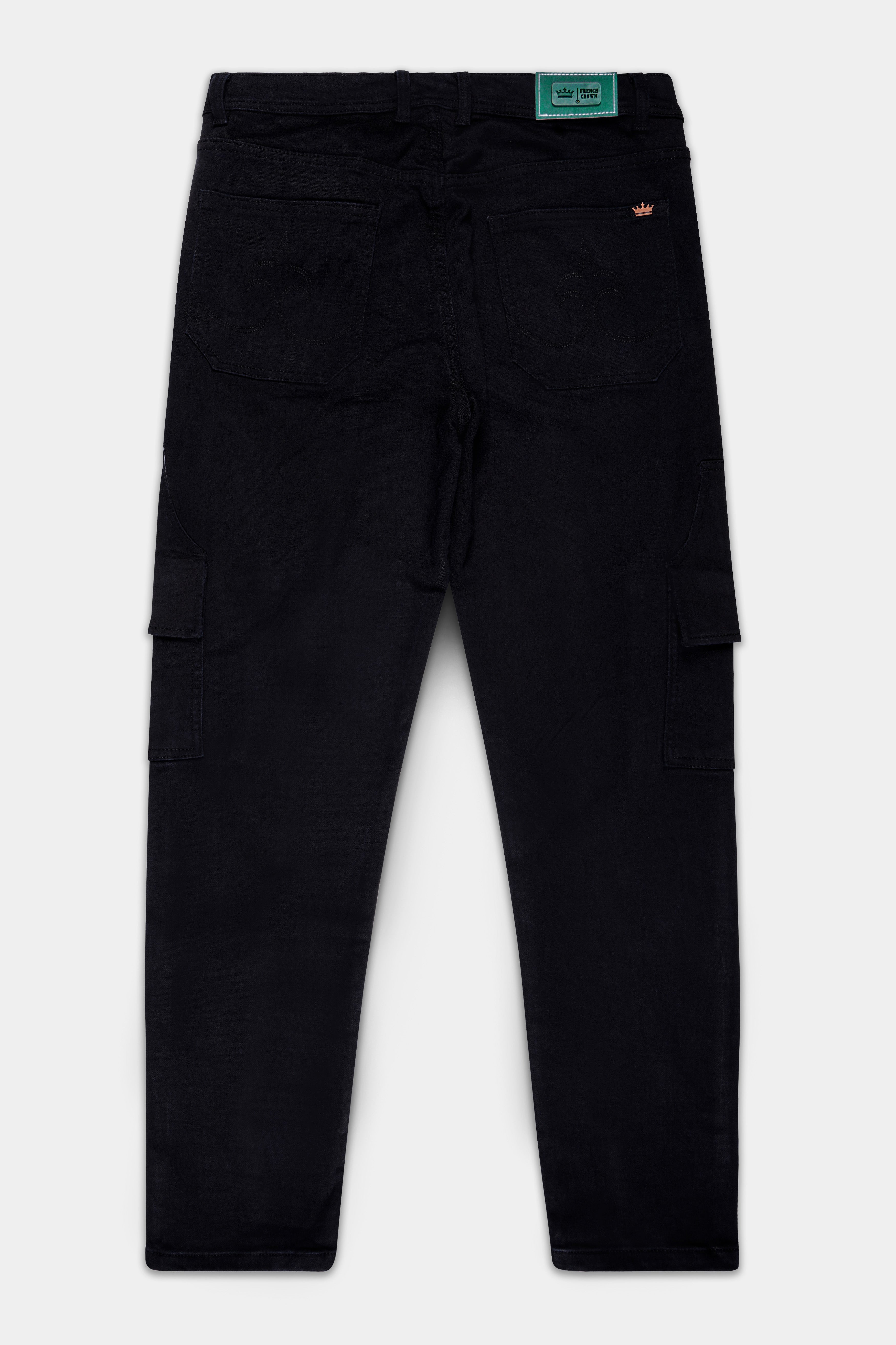 Prowla-Jaguar Black Clean Look Stretchable Cargo Denim