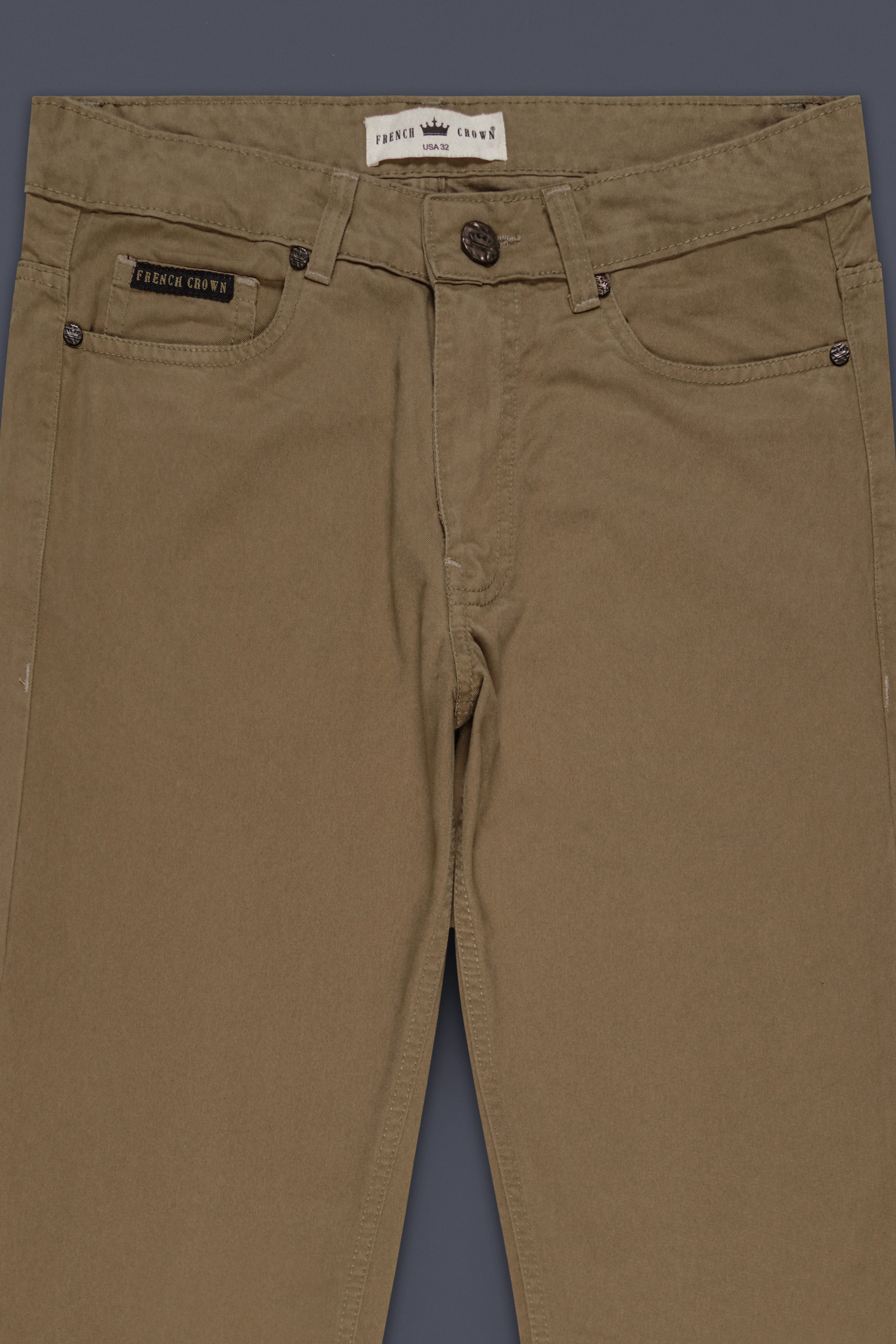 Shadow Brown Slim Fit Mid-Rise Clean Look Stretchable Denim