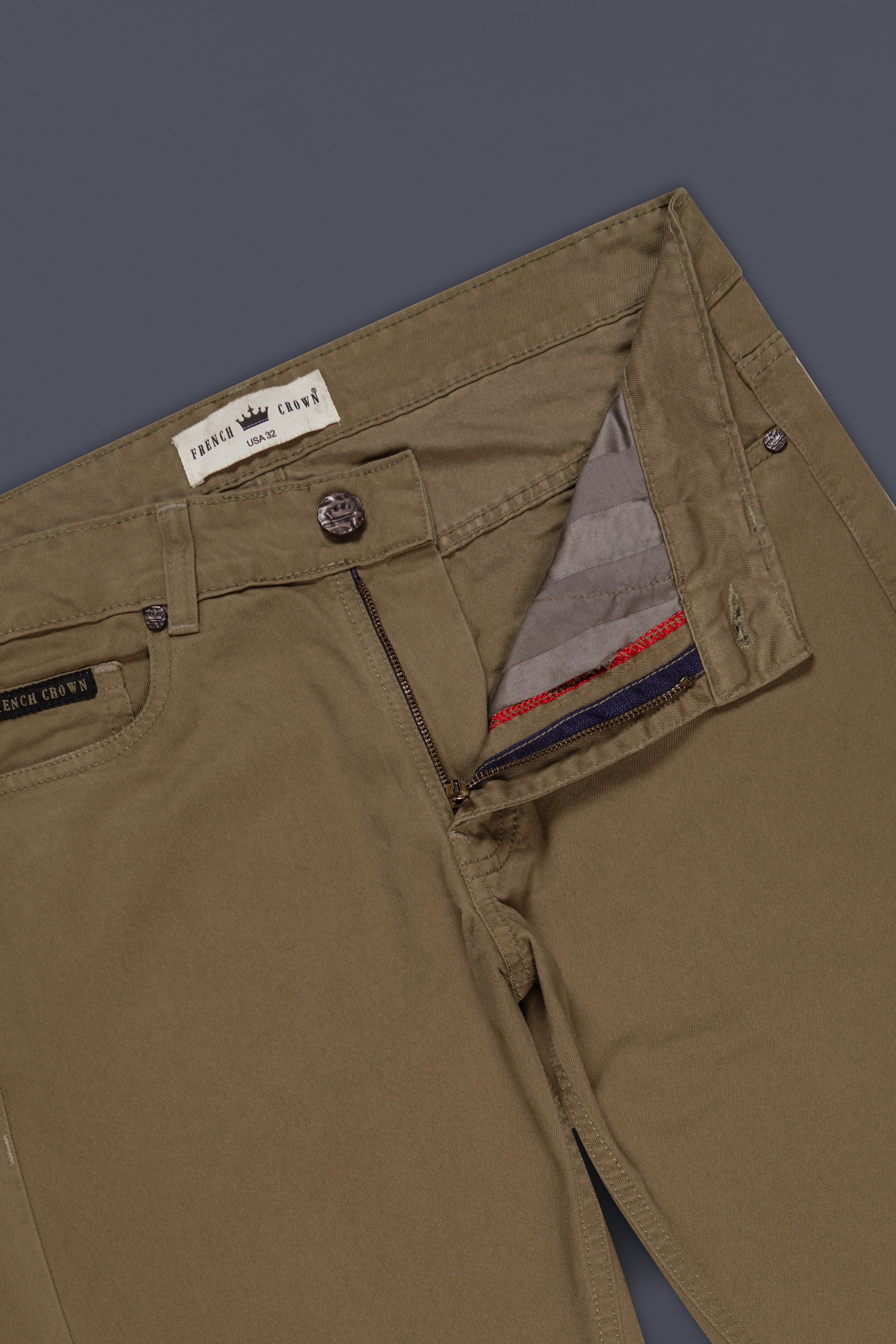 Shadow Brown Slim Fit Mid-Rise Clean Look Stretchable Denim