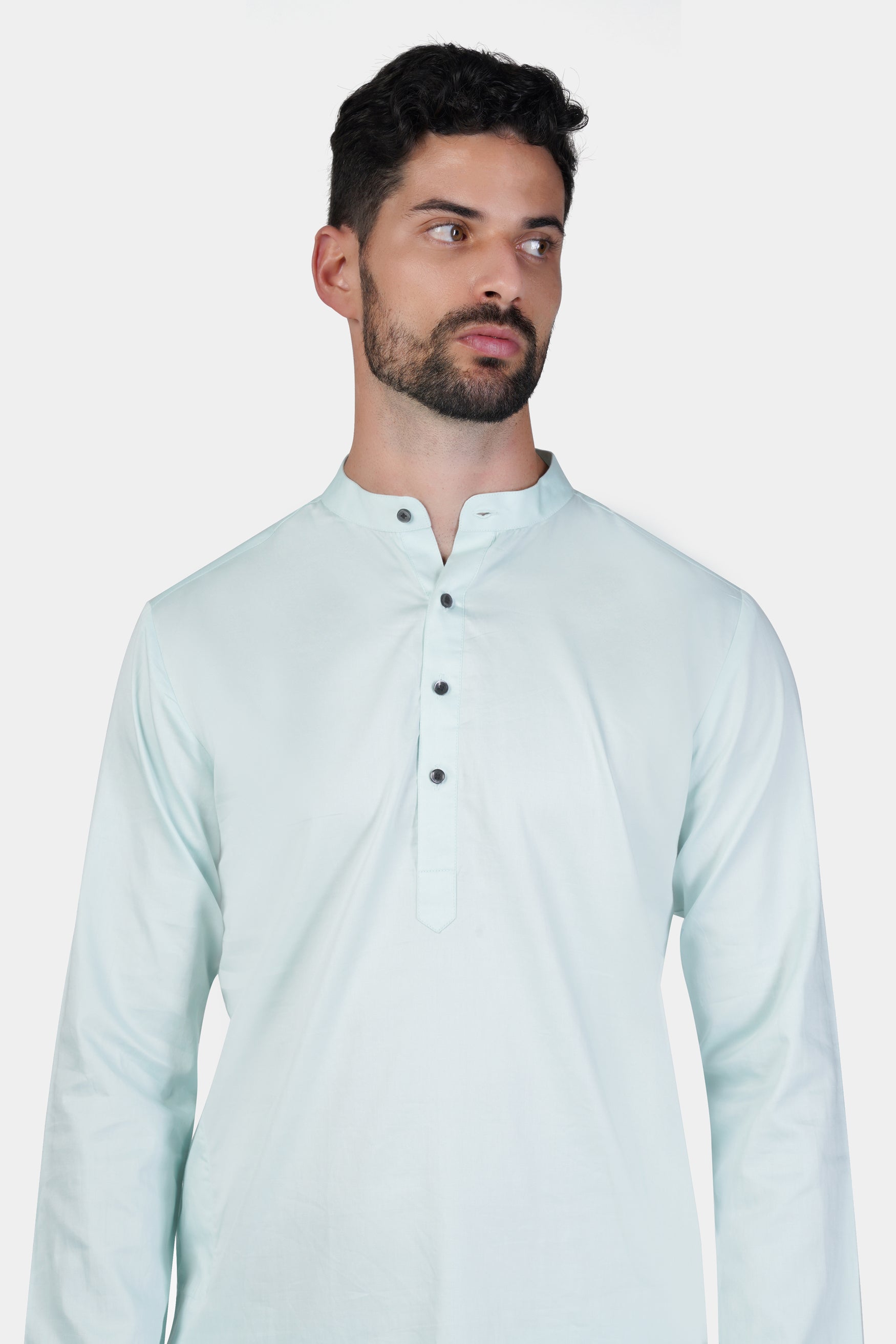 Timberwolf Blue Subtle Sheen Super Soft Premium Cotton Kurta